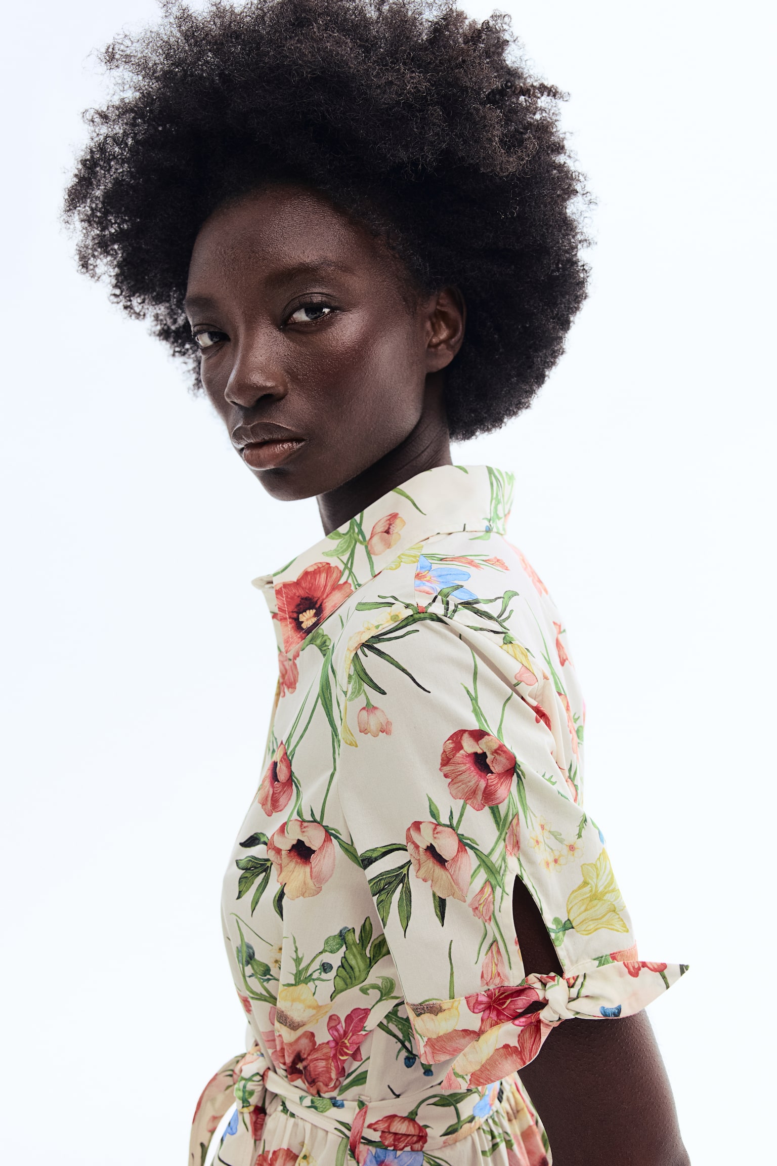 Rövid ujjú ingruha - Krémszínű/virágos/Bézs/leopárdmintás/Tengerészkék/csíkos - 4