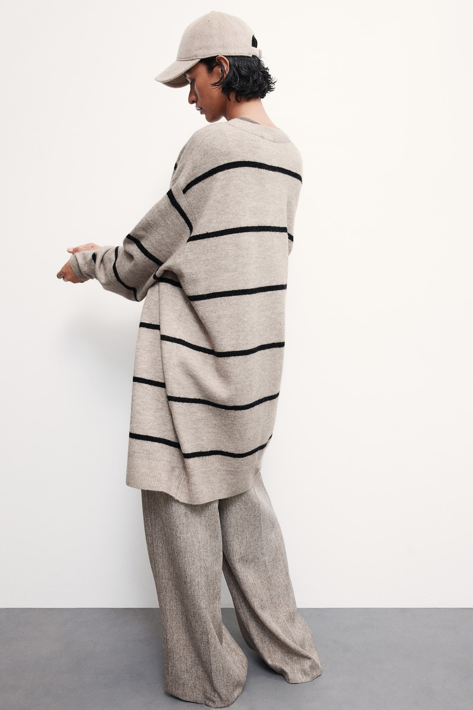 Long cardigan - Light beige marl/Striped/Black/Light beige/Dark grey marl/Navy blue/Greige marl - 1