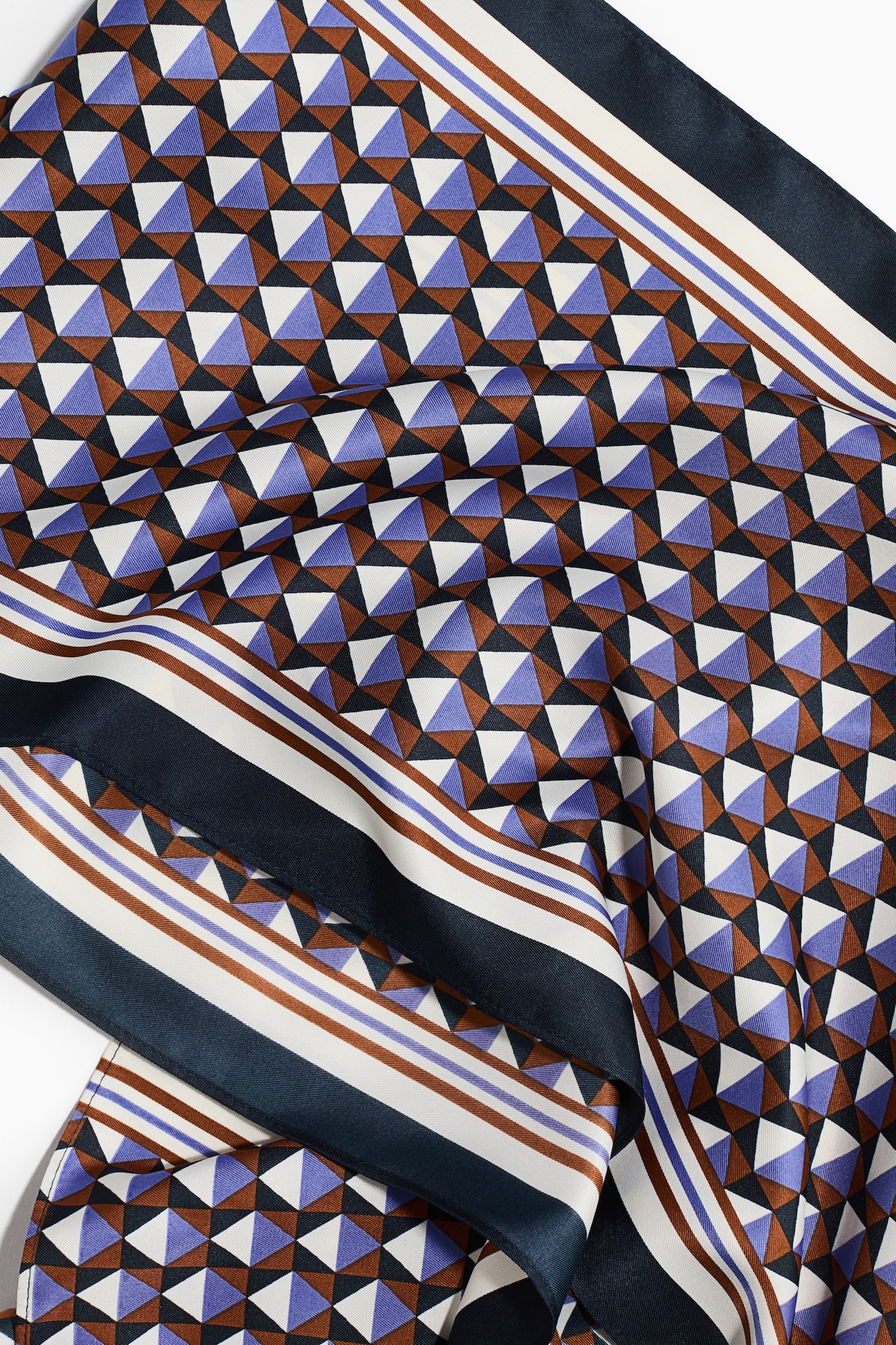 Printed scarf - כחול נייבי/חום דוגמה/כחול נייבי/דוגמה/קרם/דוגמה - 2