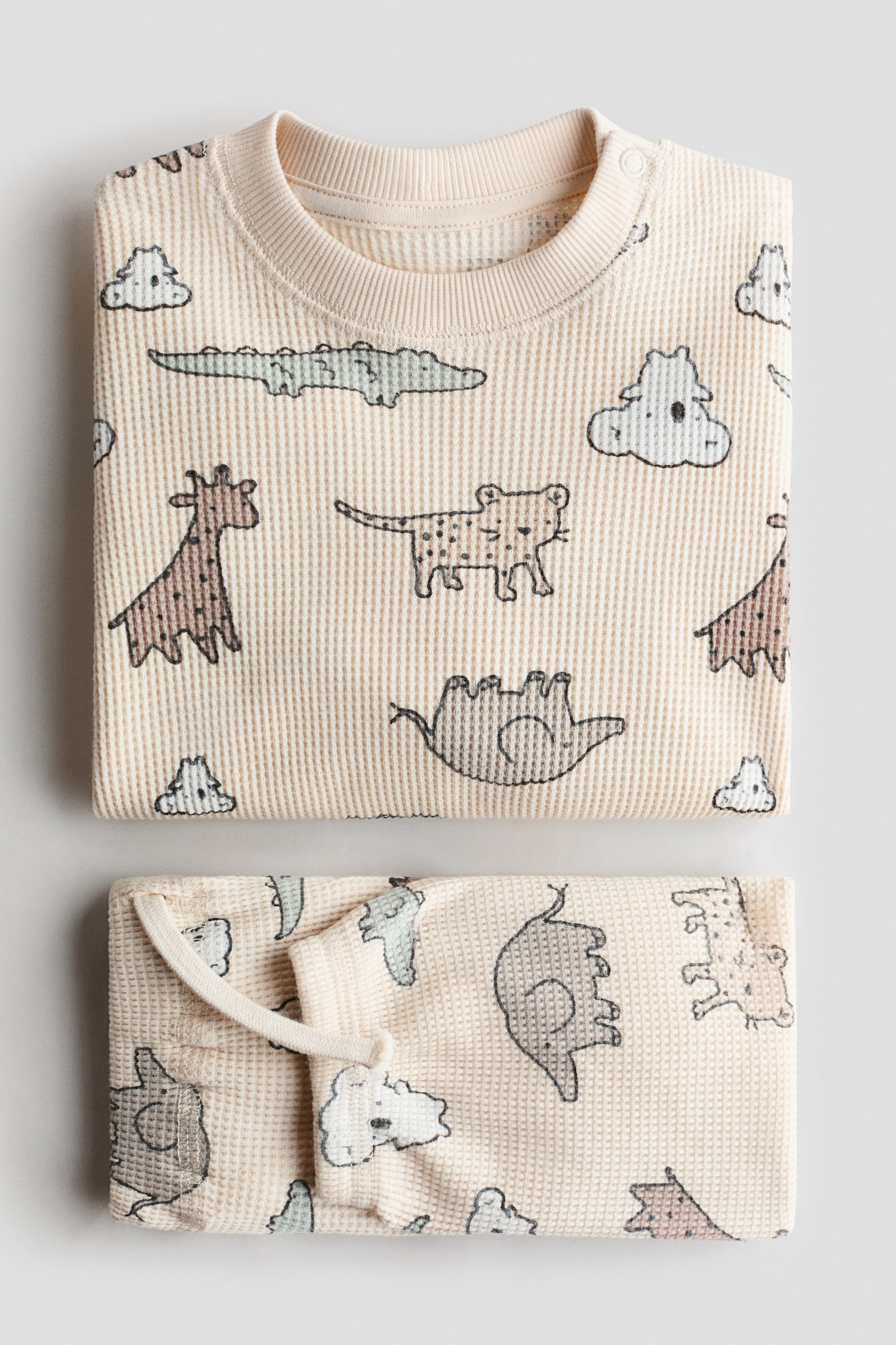 Детские комплекты H&M 2-Piece Printed Cotton Set, цвет: Светлый бежевый — фото 2