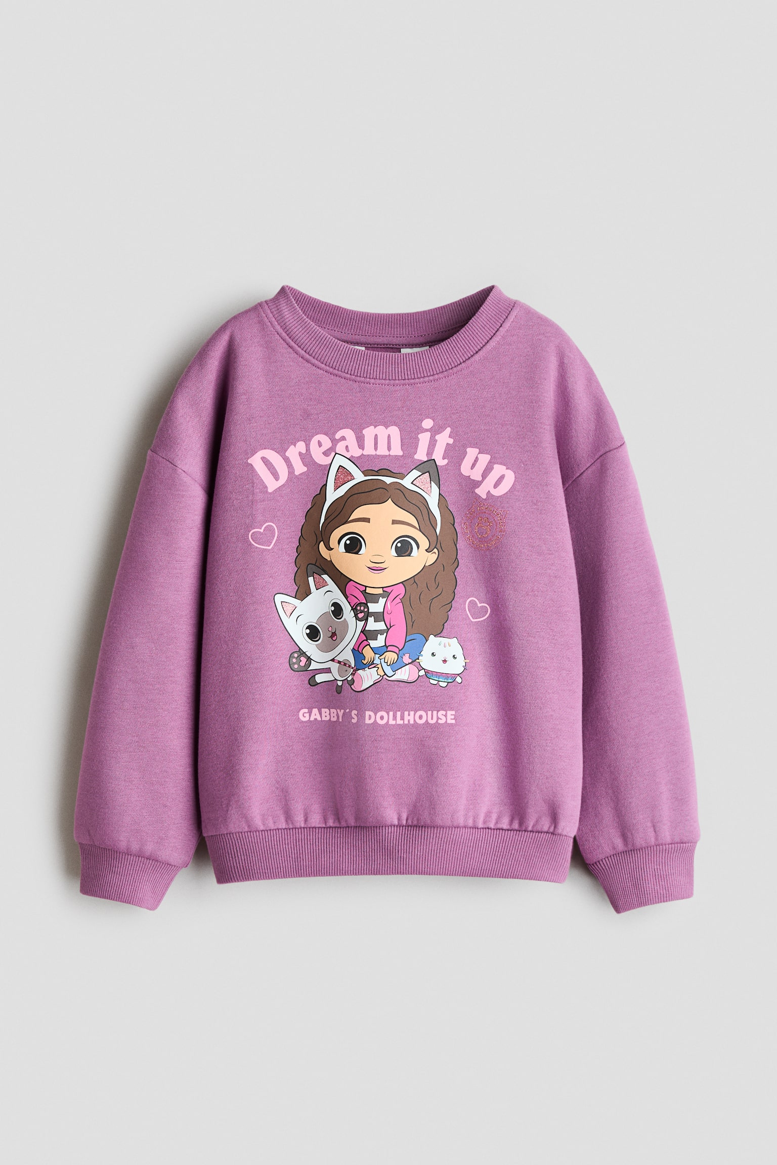 Printed brushed-inside sweatshirt - Dusty purple/Gabby's Dollhouse/Light blue/Lilo & Stitch/Dark dusty purple/Hello Kitty/White/Hello Kitty/Grey marl/Minnie Mouse/Light red/Hello Kitty