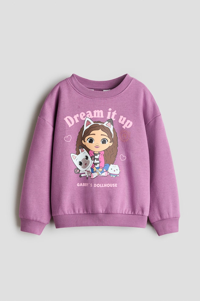 Sudadera estampada con interior cepillado - Violeta/Casa muñecas de Gabby/Gris jaspeado/Minnie Mouse/Gris claro/Las guerreras K-pop/Rosa/CapyFun/Rojo claro/Hello Kitty/Azul claro/Lilo y Stitch/Violeta empolvado/Hello Kitty/Azul oscuro/Harvard University/Blanco/Hello Kitty - 1
