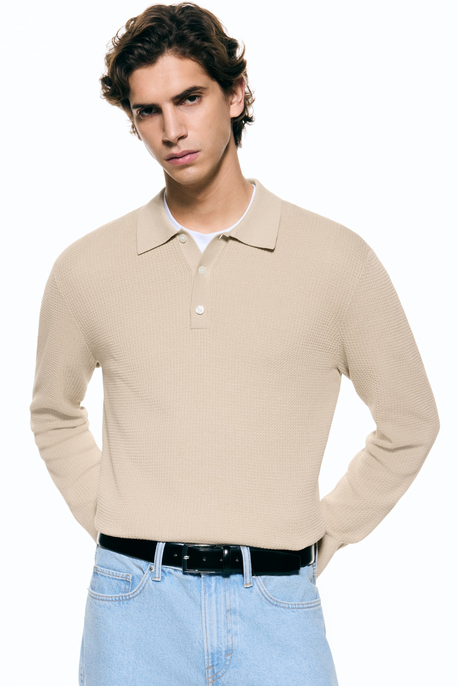 Regular Fit Polo shirt - Beige/Dark blue - 1