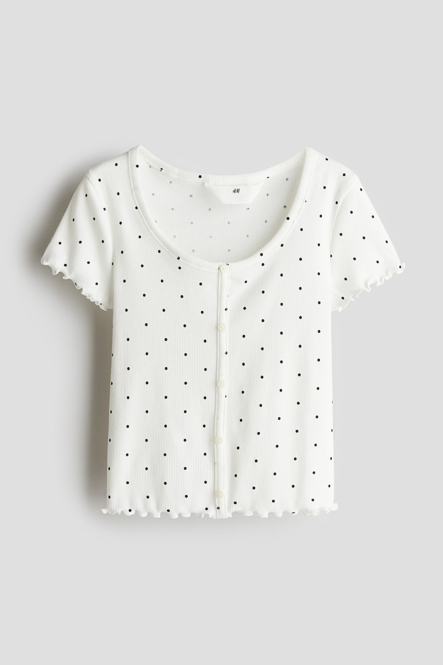 Rib Tee - White/Dot/Dark red - 1