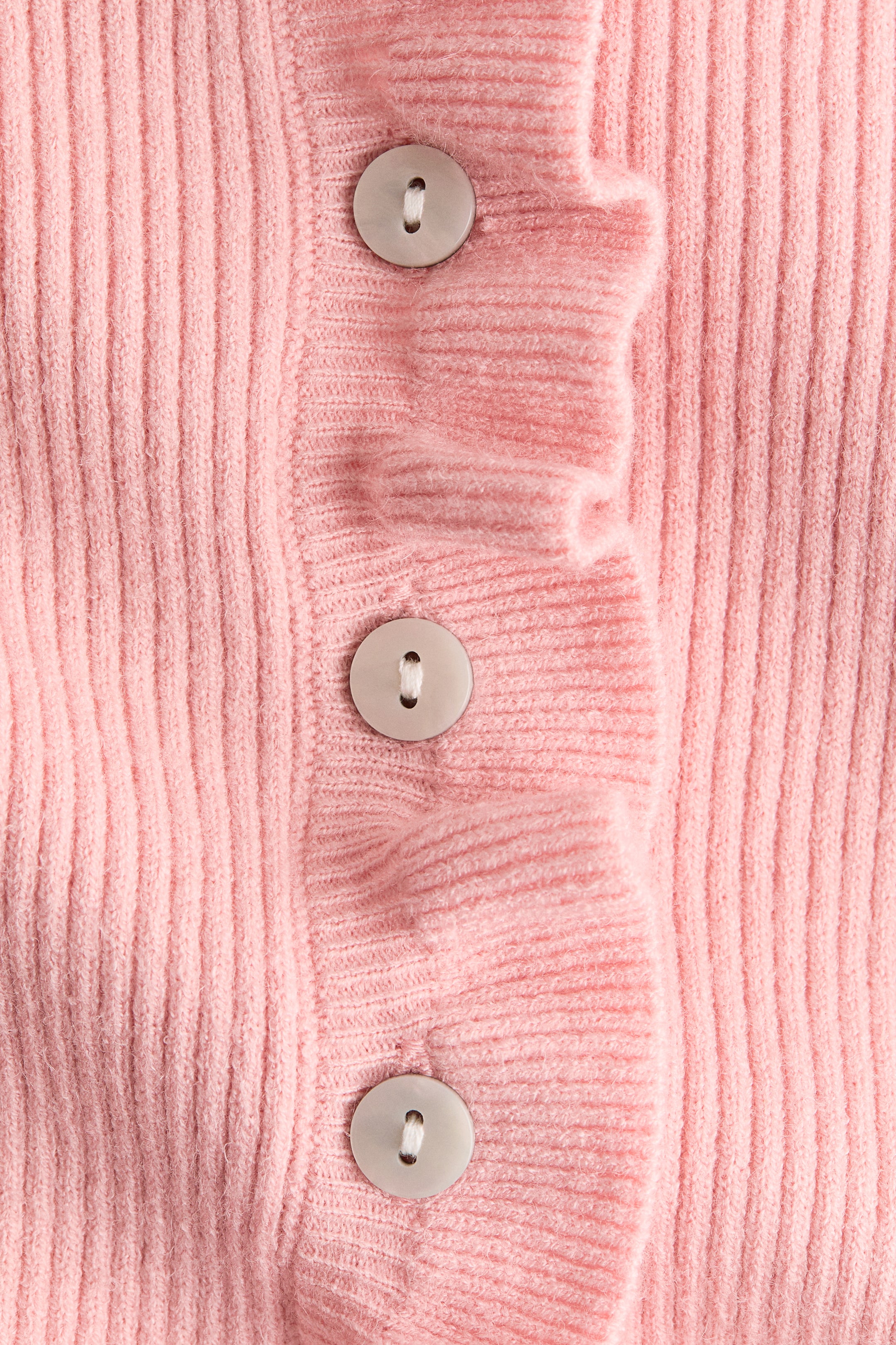 Ruffled Rib-Knit Cardigan
