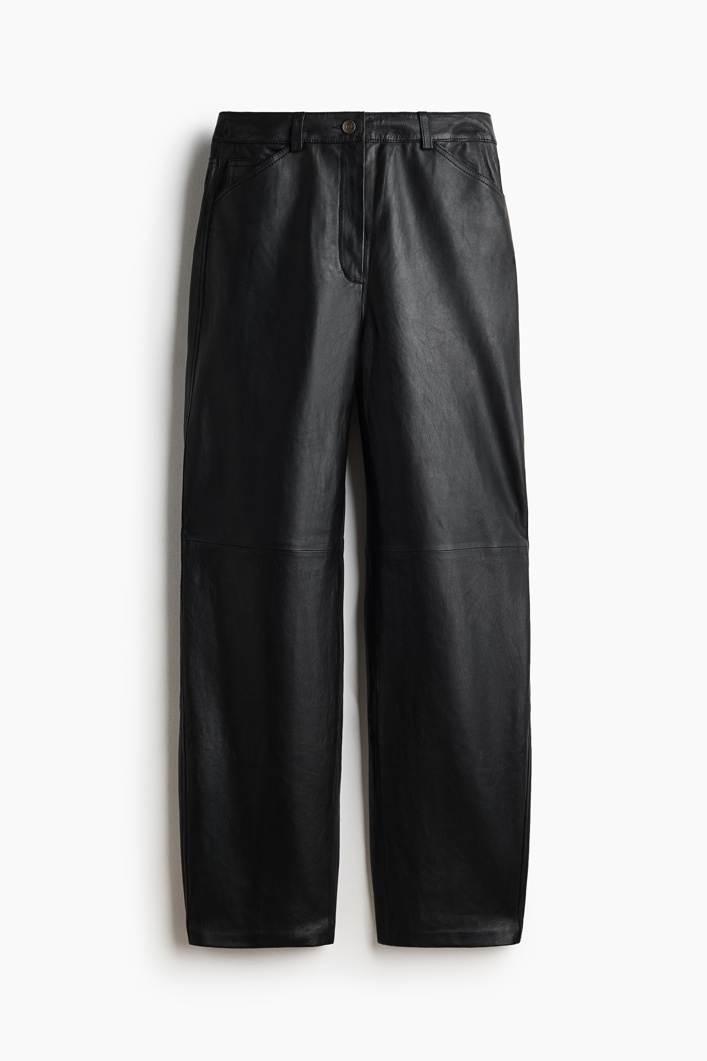 Leather barrel trousers - Black