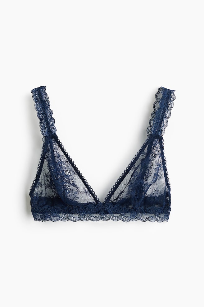 Soft-BH aus Spitze - Dunkelblau/Dunkelrosa/Blassbeige - 1