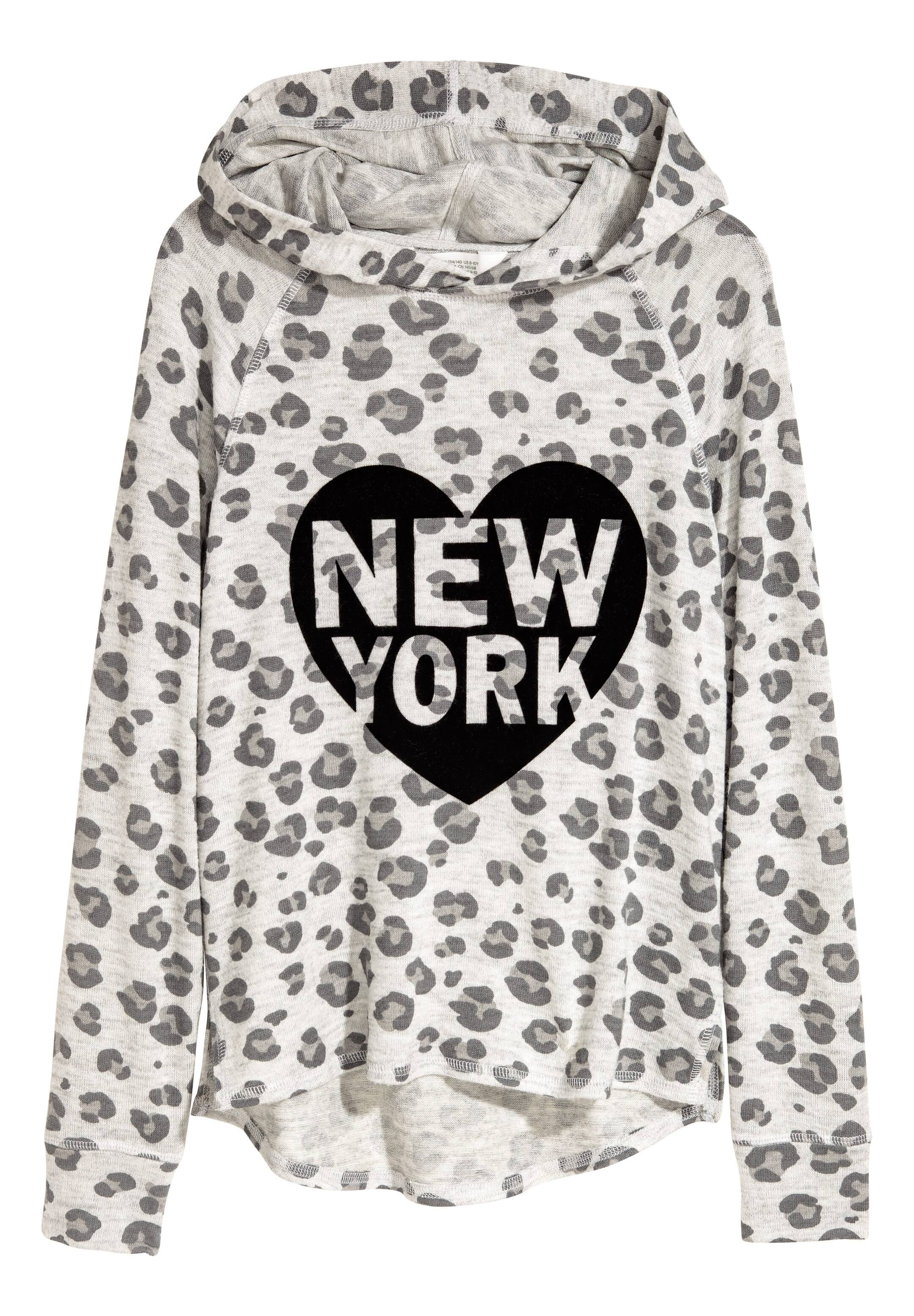 View larger image: Hooded top with a print motif - Light grey/Leopard print - Kids | H&M GB 1
