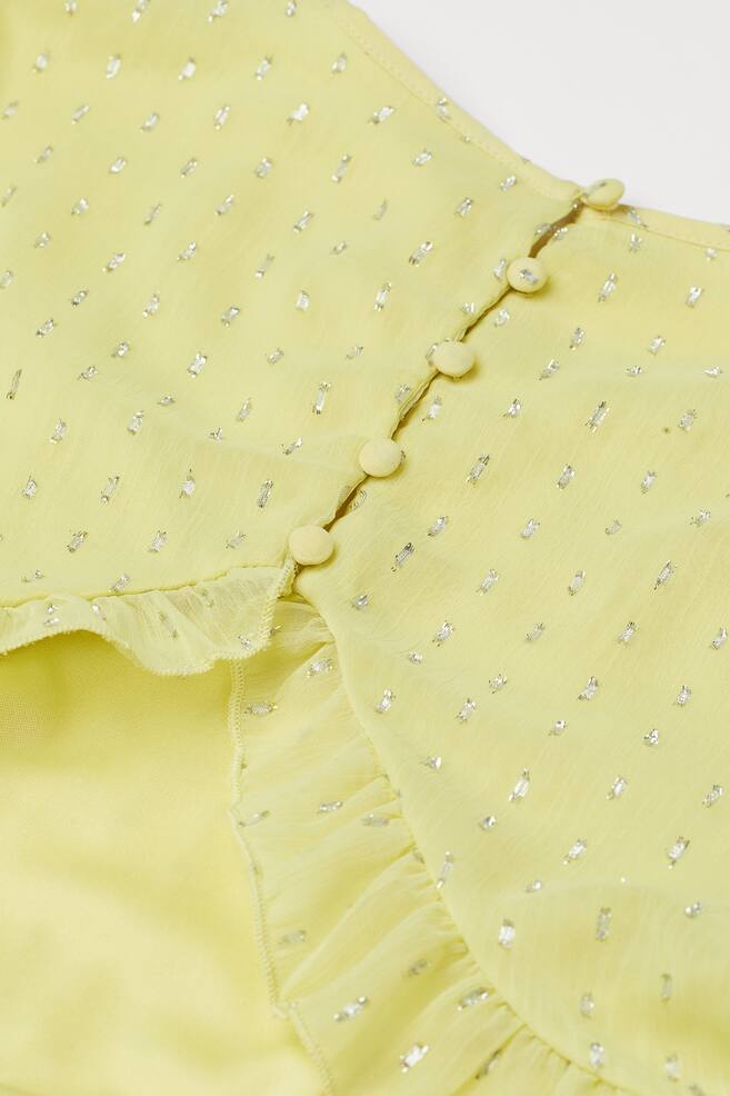 Cut-out-Kleid aus Chiffon - Helles Gelbgrün/Blaugrau - 2