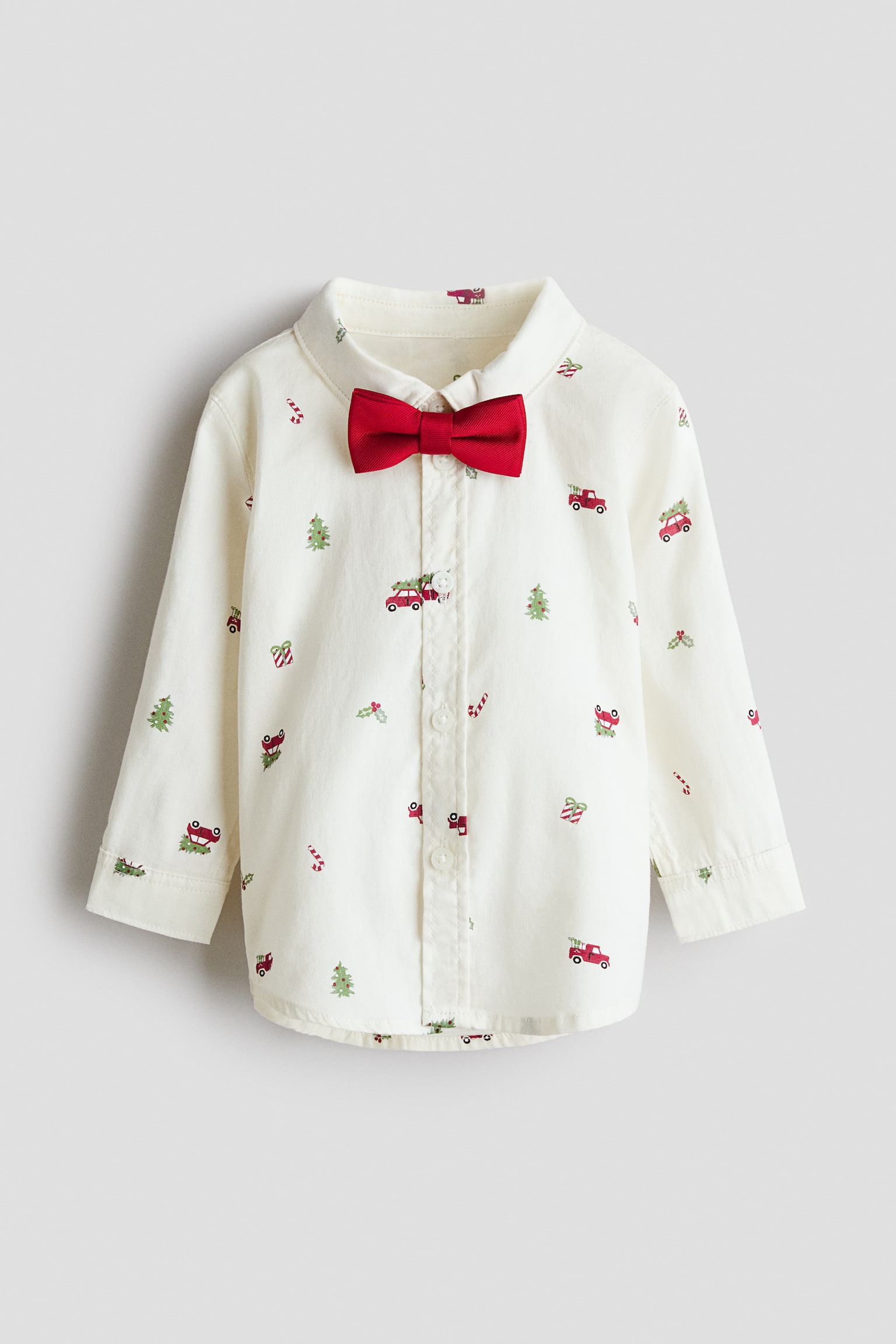 Ensemble 2 pièces avec chemise et nœud papillon - Blanc/Noël/Bleu clair/bleu marine