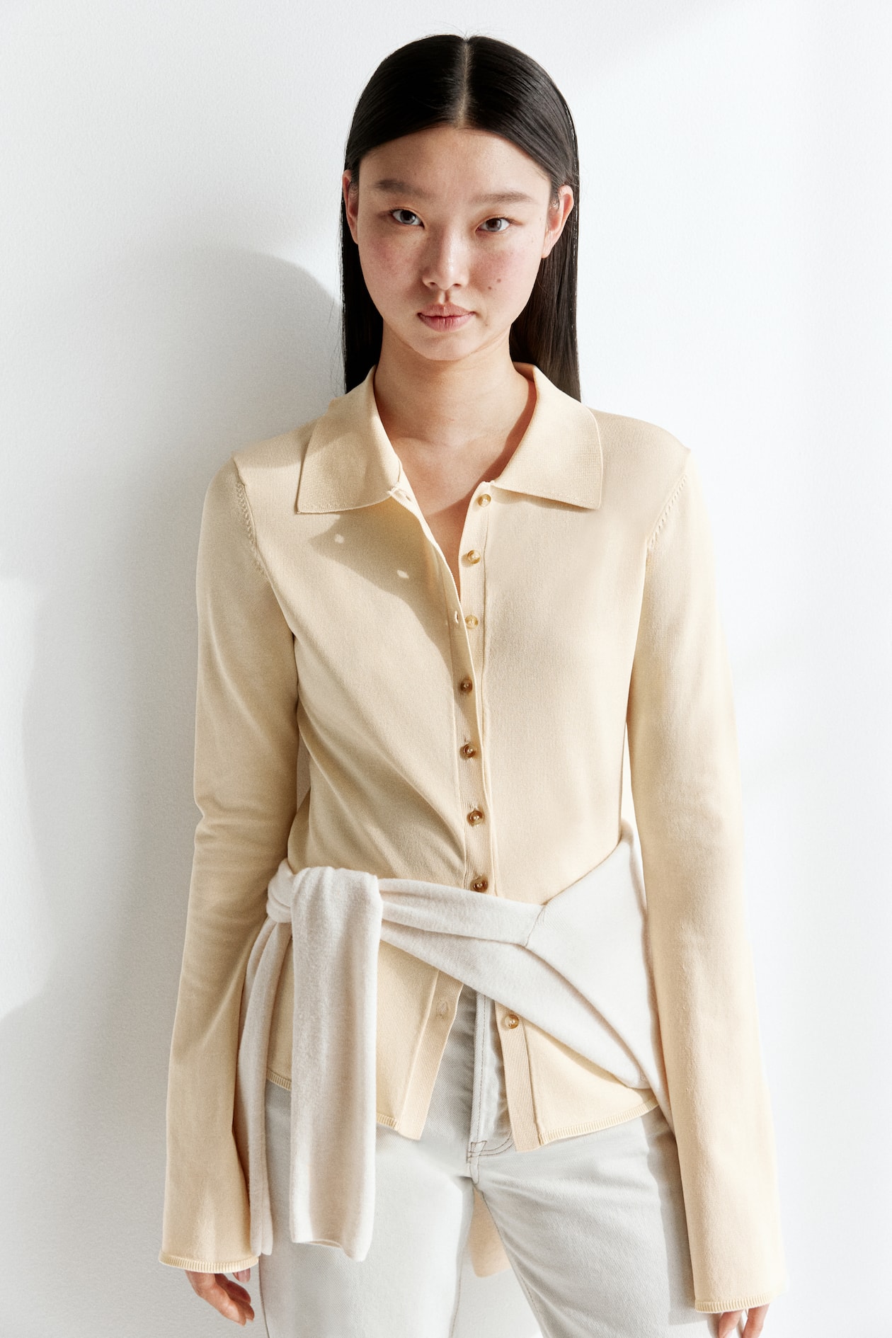 Fine-Knit Button-Front Top - image 3