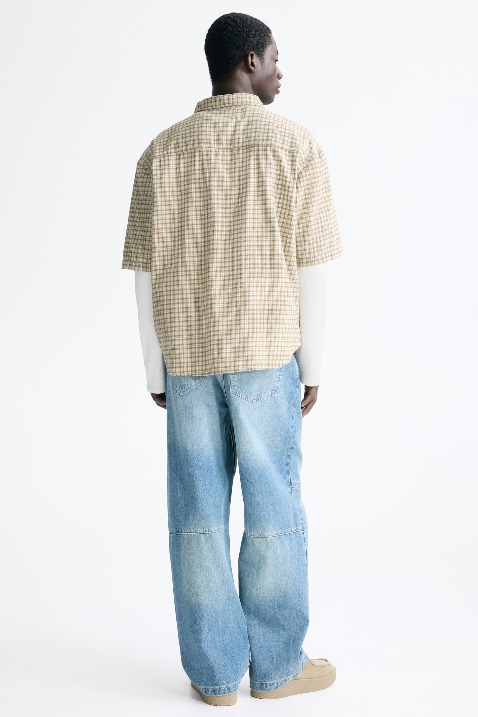 Camisa Relaxed Fit en franela de algodón - Beige/Cuadros/Verde claro/Cuadros/Azul claro/Cuadros - 6