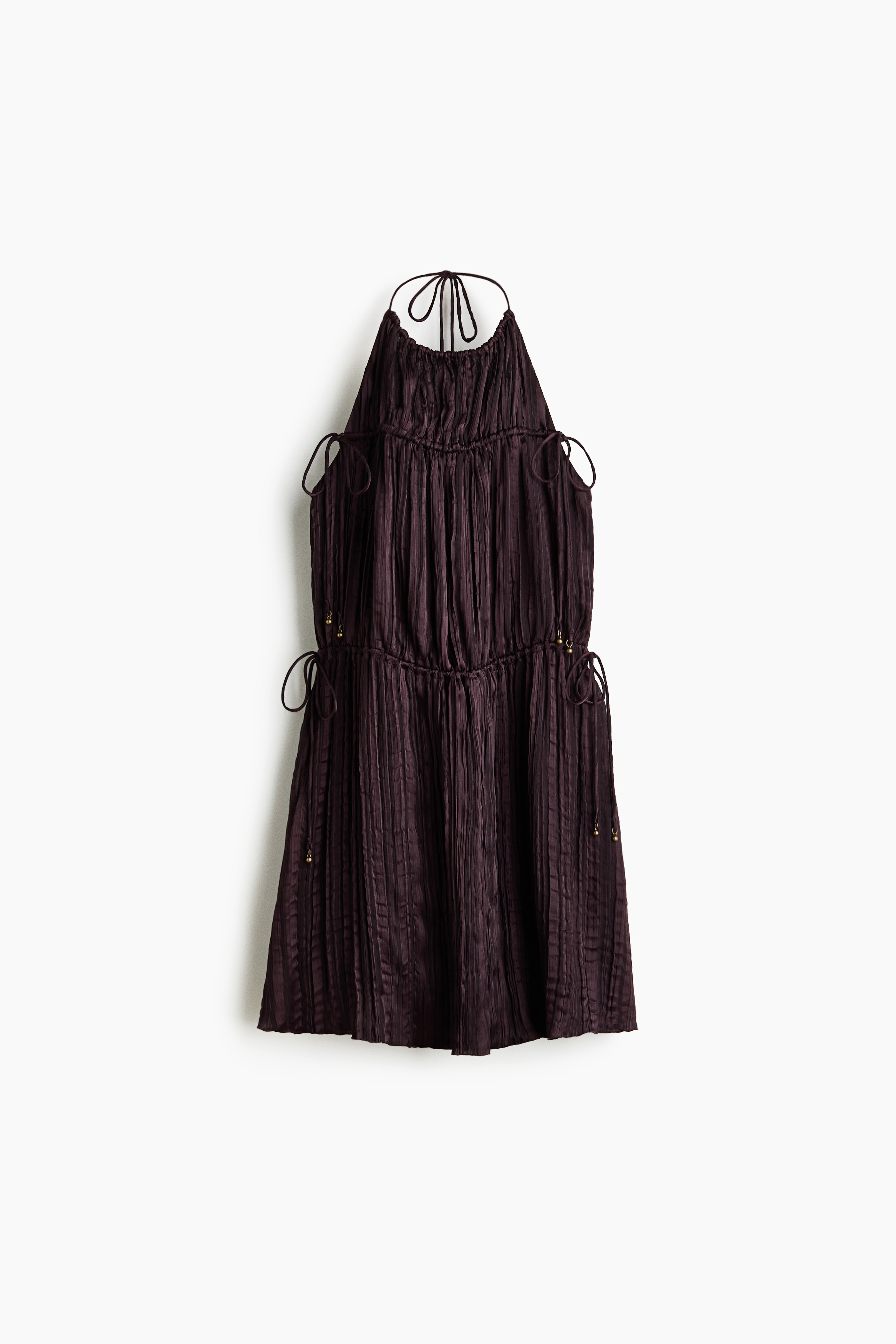 Neckholder-Kleid mit Kordelzugdetails - Dunkelbraun