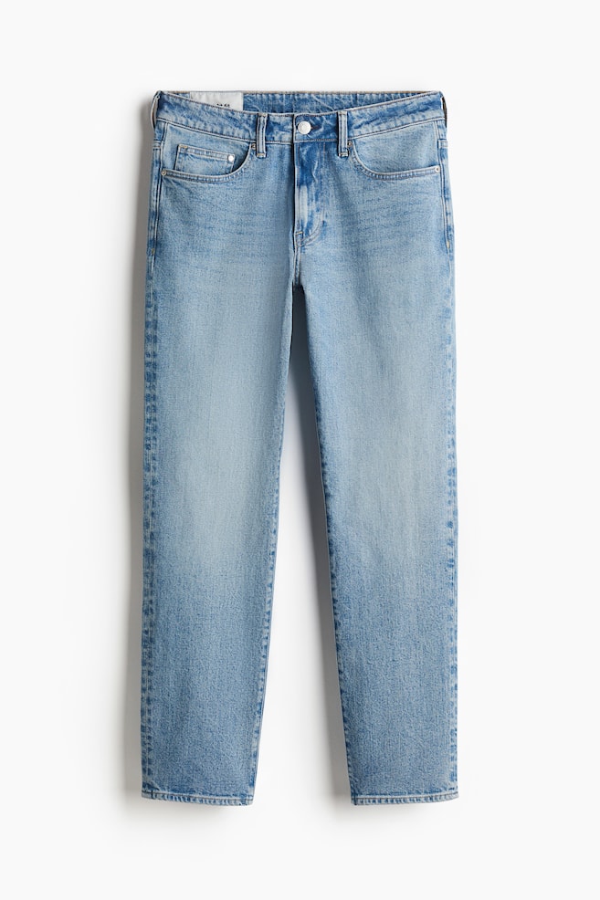 Straight Regular Jeans - Niebieski denim/Biały - 1