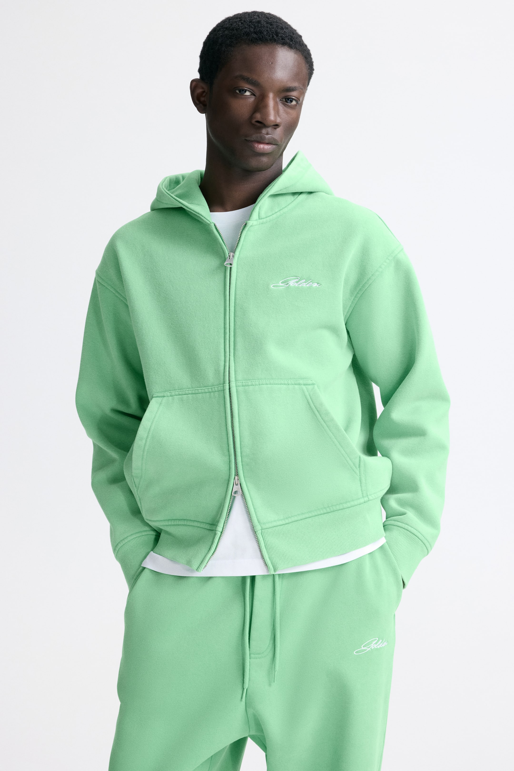 View larger image: Loose-Fit Boxy Hooded Jacket - Bright green/Golden - Men | H&M US 2