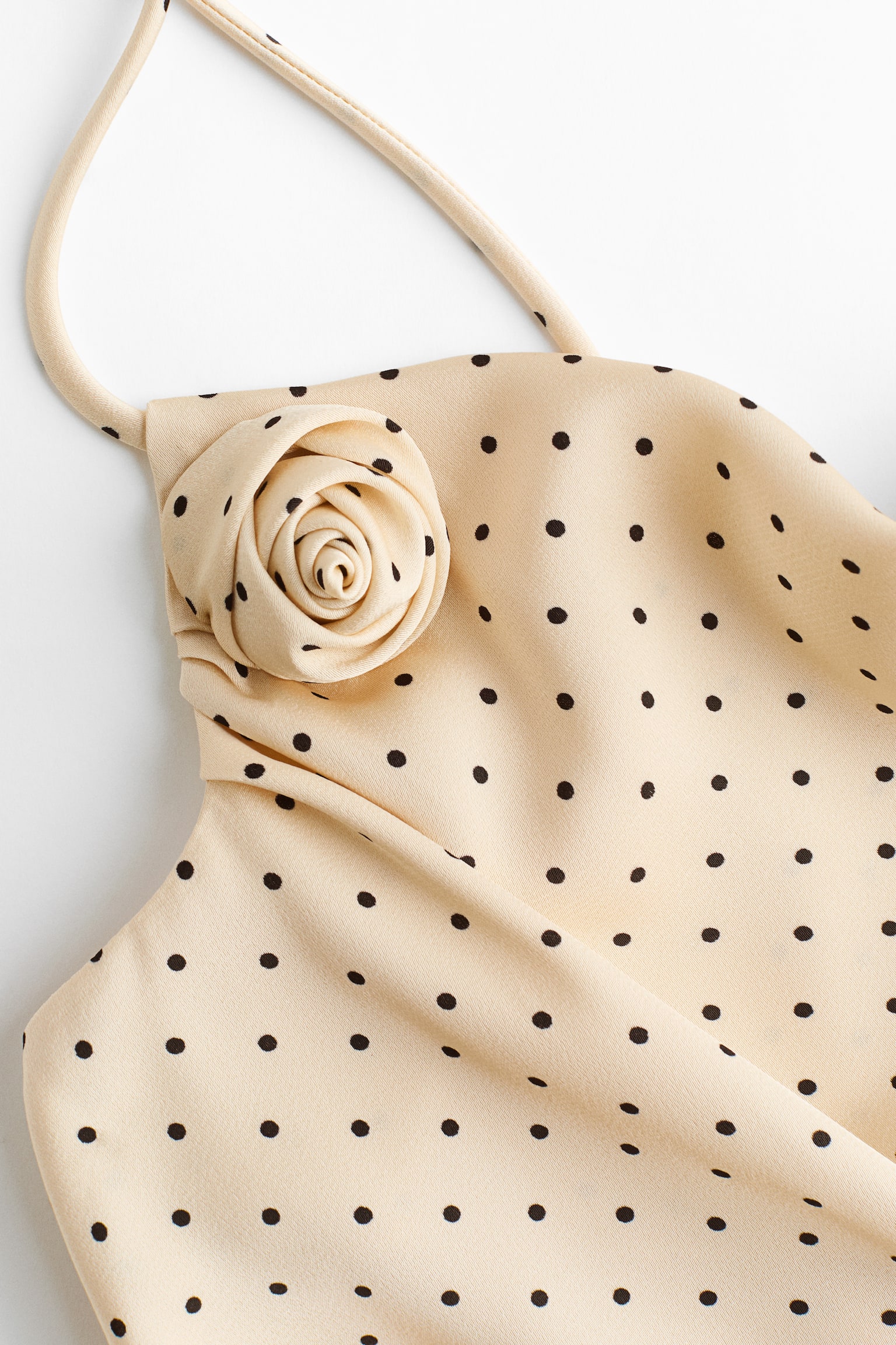 Asymmetric Satin Dress - Light beige/dotted/Light blue - 2