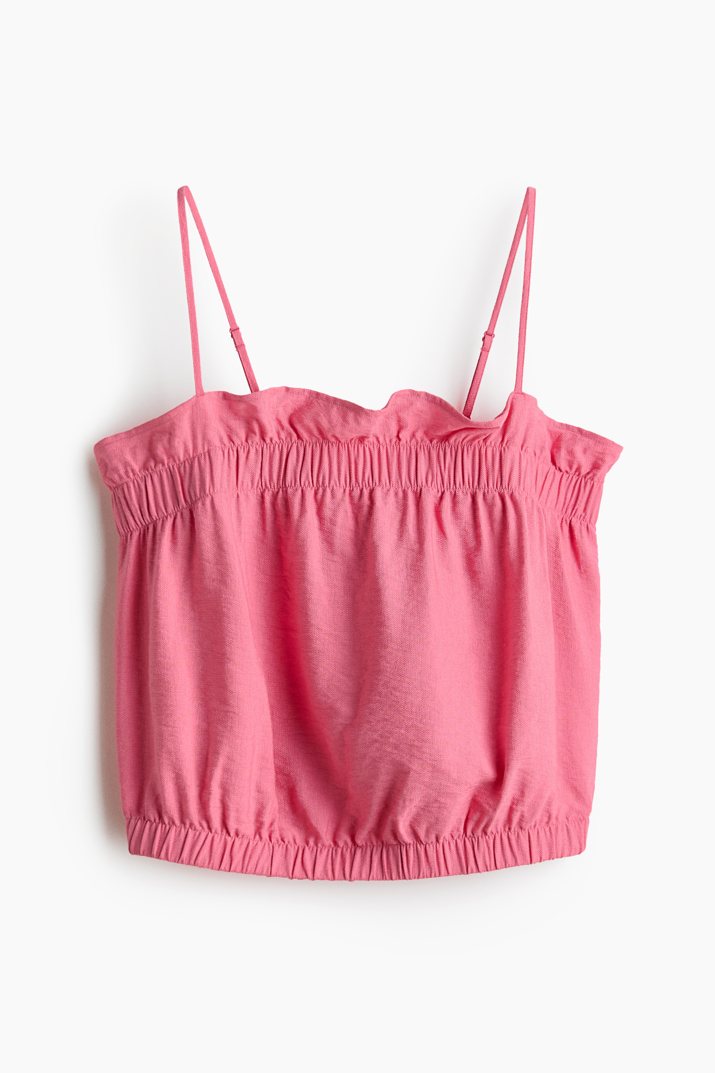 Frill-trimmed strappy top - Pink/Light pink/Patterned