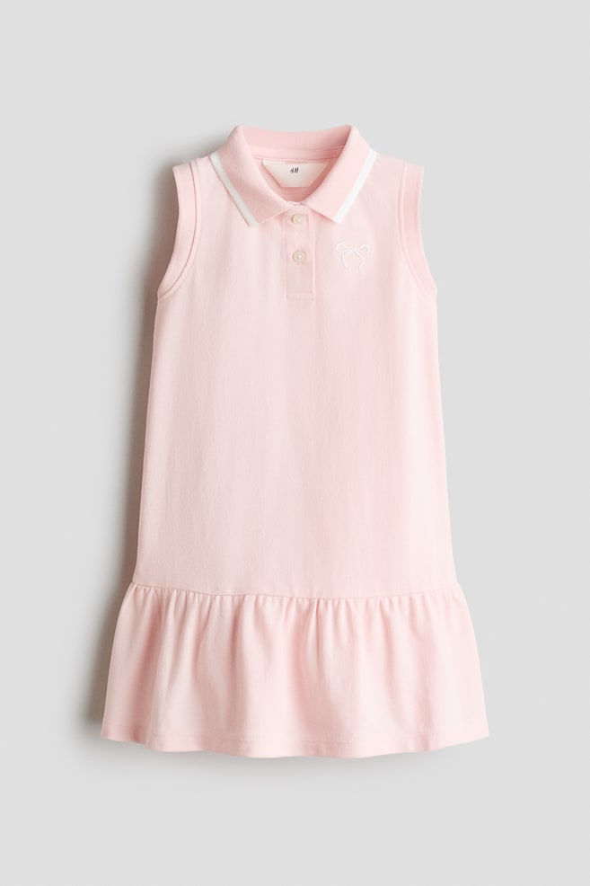 Embroidered-Detail Piqué Dress - Light pink/bow - 1