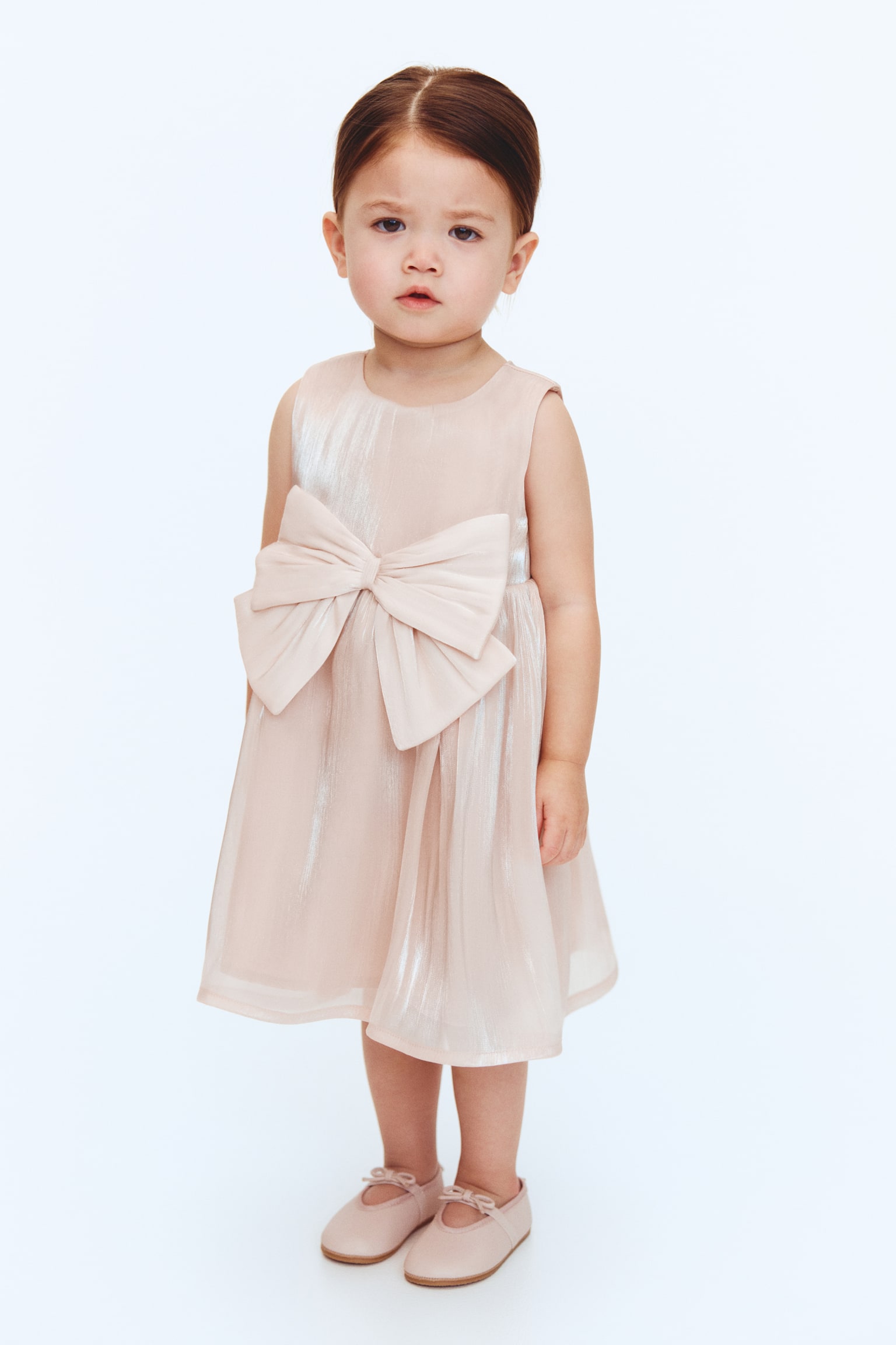 Сукня з органзи з бантом - Приглушений світло-рожевий/Приглушений світло-рожевий/Кремовий/Світло-зелений - 1