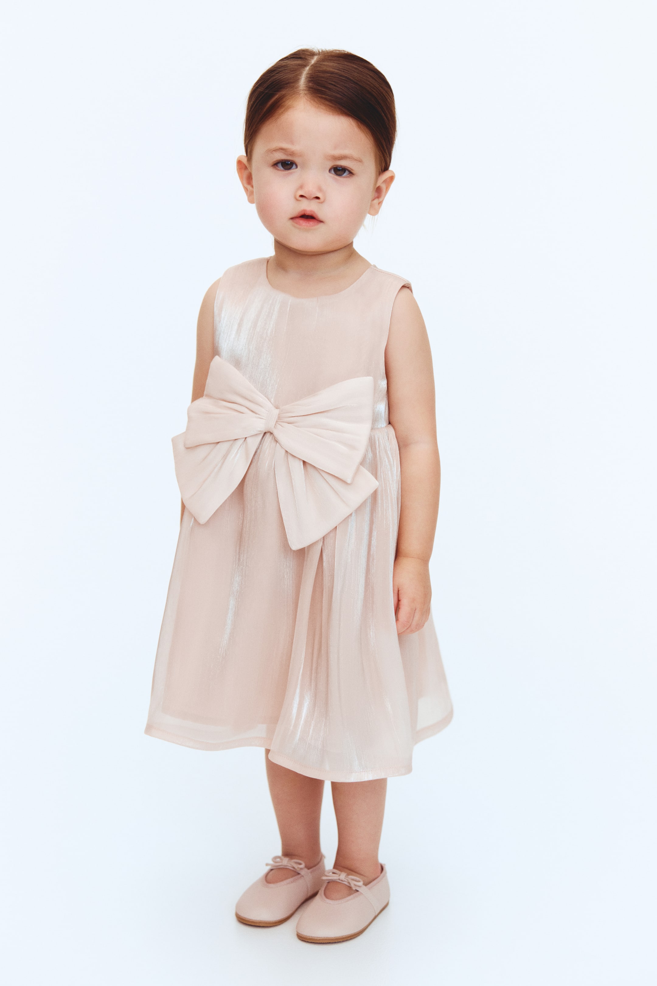 Переглянути збільшене зображення: Сукня з органзи з бантом - Приглушений світло-рожевий - Kids | H&M UA 1
