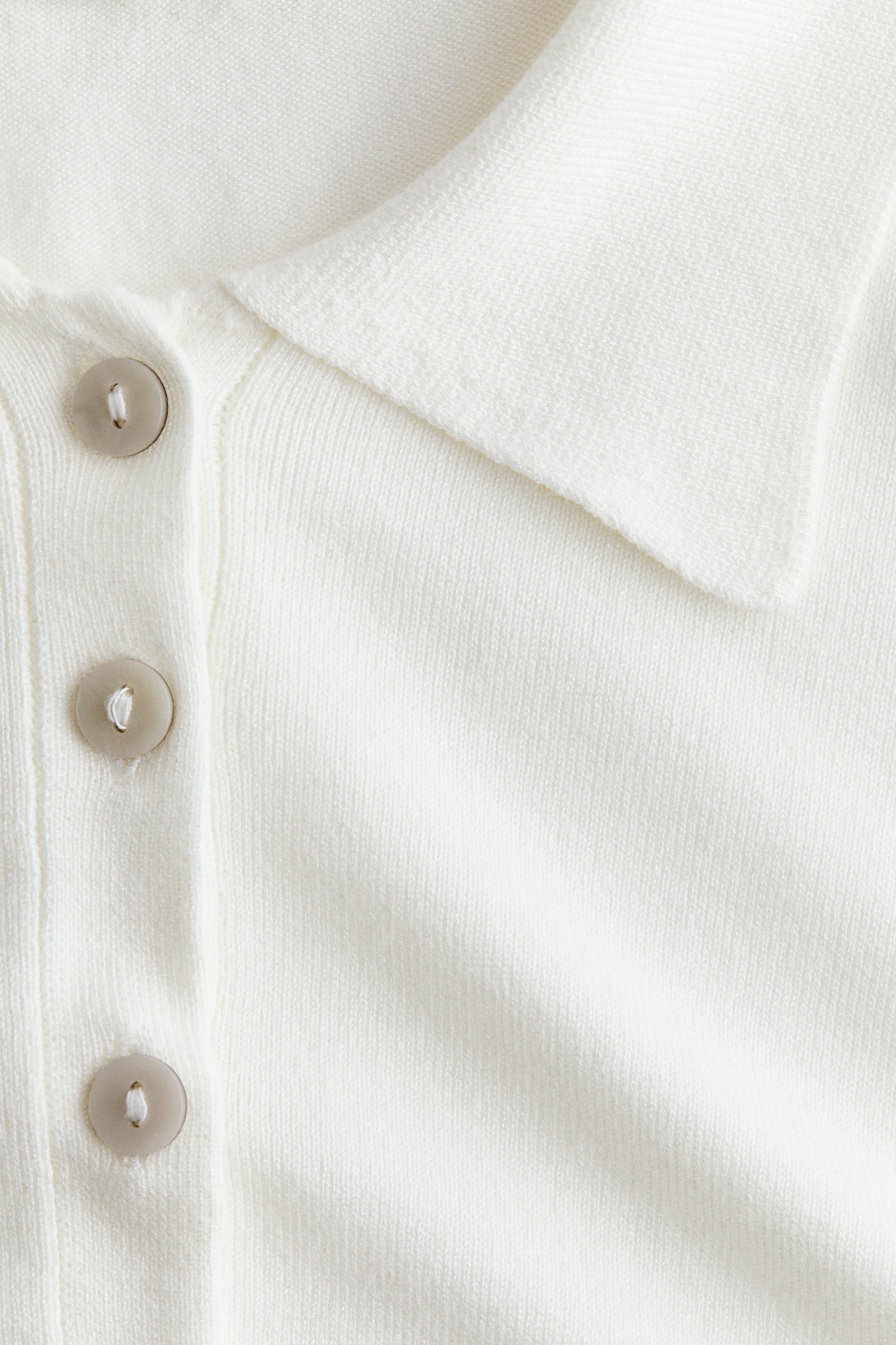 View larger image: Long-Sleeved Polo Shirt - White - Ladies | H&M US 6