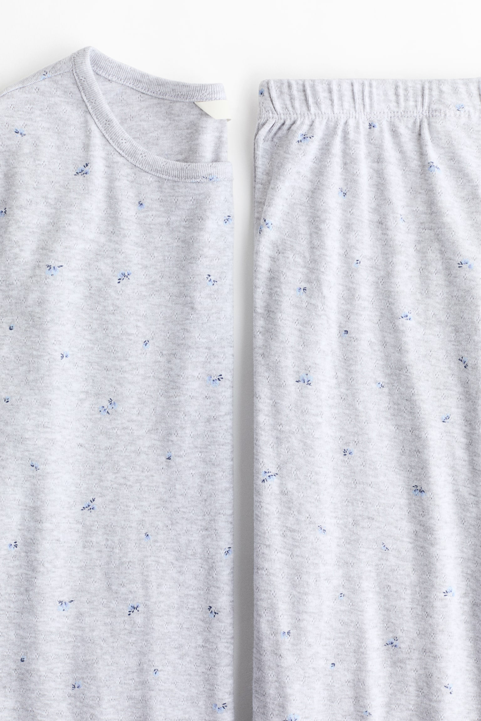 MAMA Pidžama od rupičastog žerseja - Sivi lapor/cvetni dezen/Crna - 3