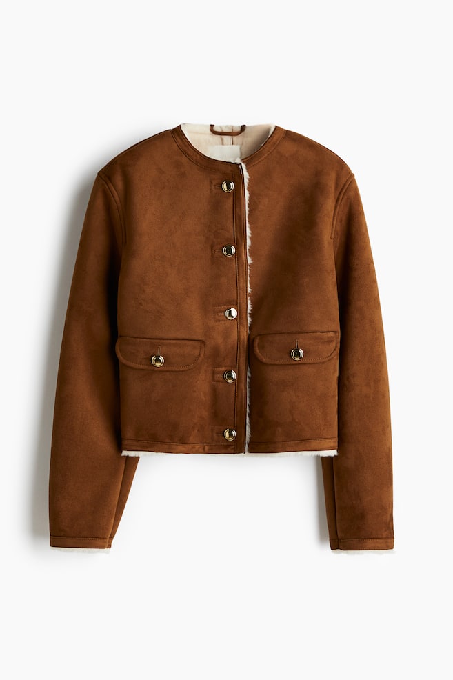 Jacke mit Teddyfleece-Futter - Braun/Dunkelbeige/Dunkelbraun - 1