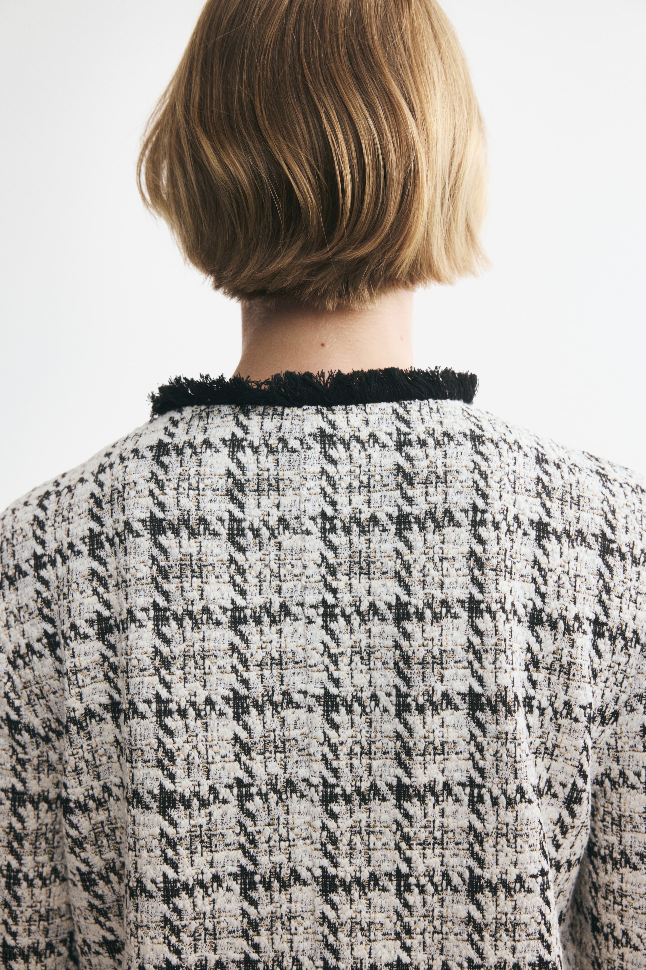 Bouclé-Knit Jacket with Fringe