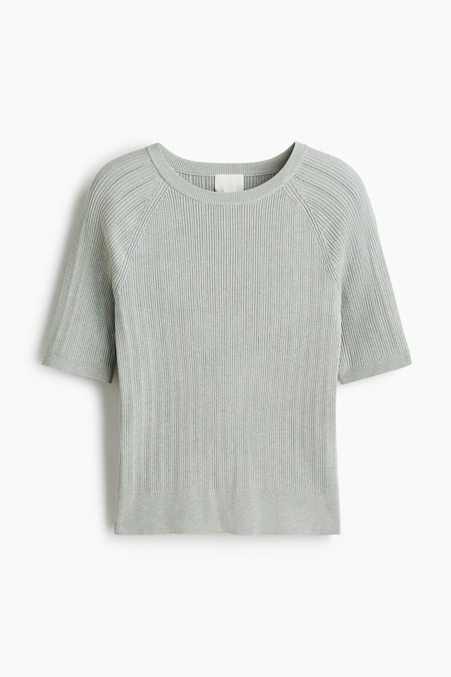 Rib-knit T-shirt - ライトグレー - 1