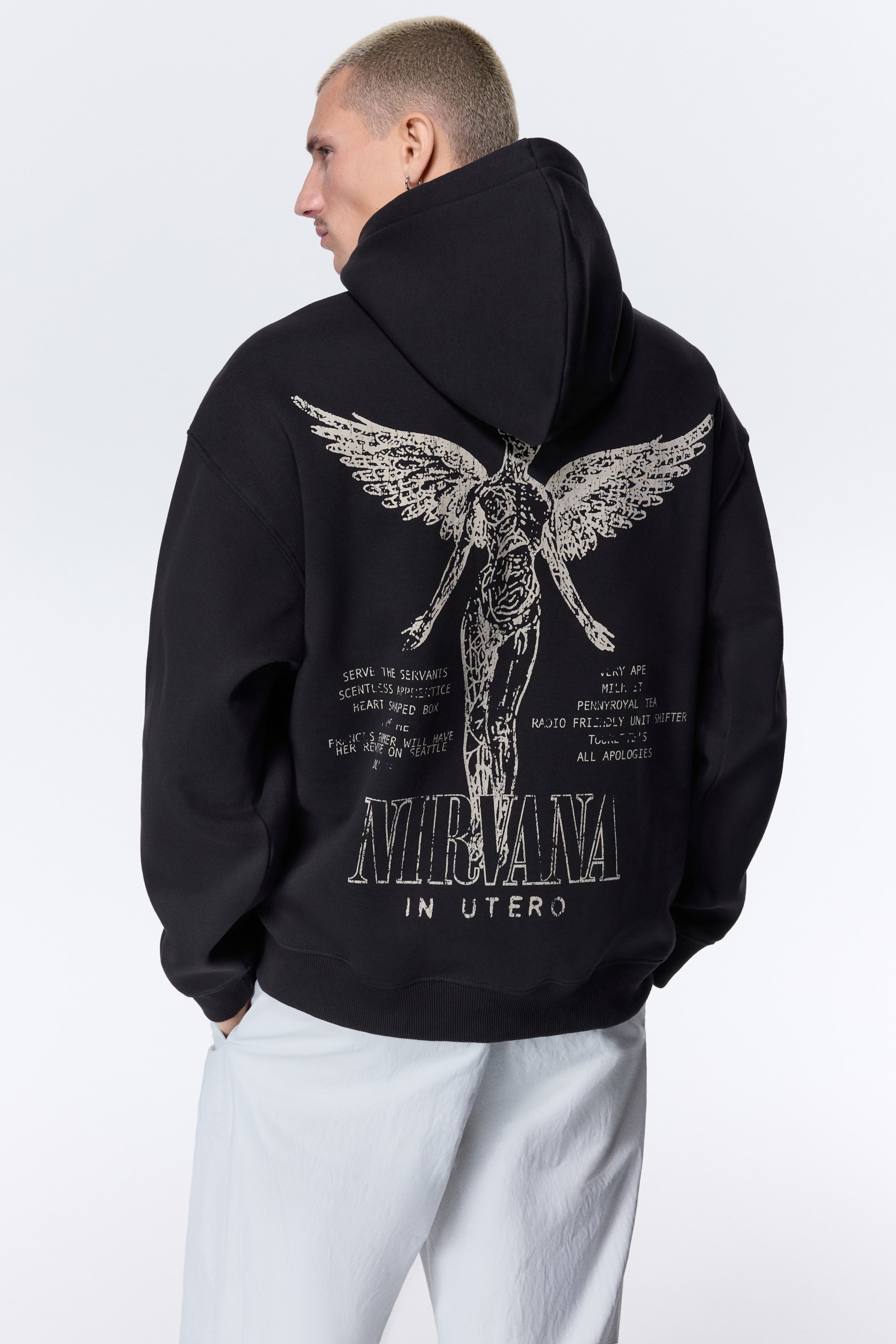 이미지 확대 보기: 프린트 후드티 루즈핏 - 블랙/너바나 - Men | H&M KR 3