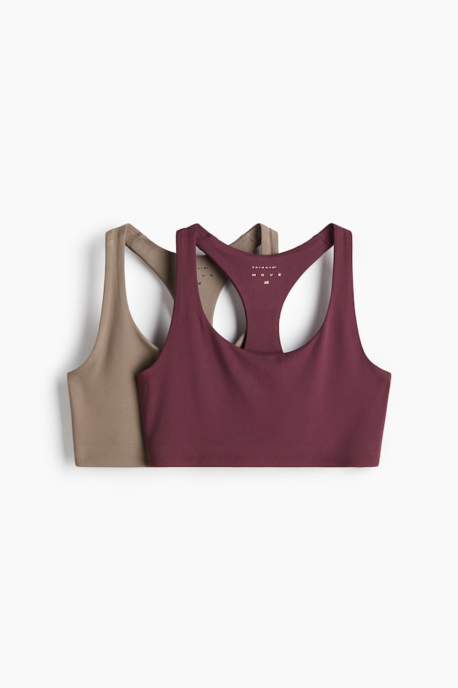 2er-Pack Sport-BHs Medium Support - Helles Weinrot/Dunkelbeige/Schwarz/Weiß - 1