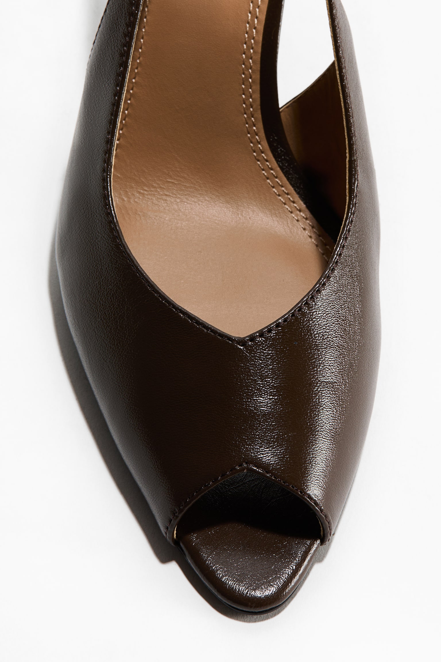 Женские туфли H&M Leather Slingback Pumps, цвет: Тёмный коричневый — фото 4