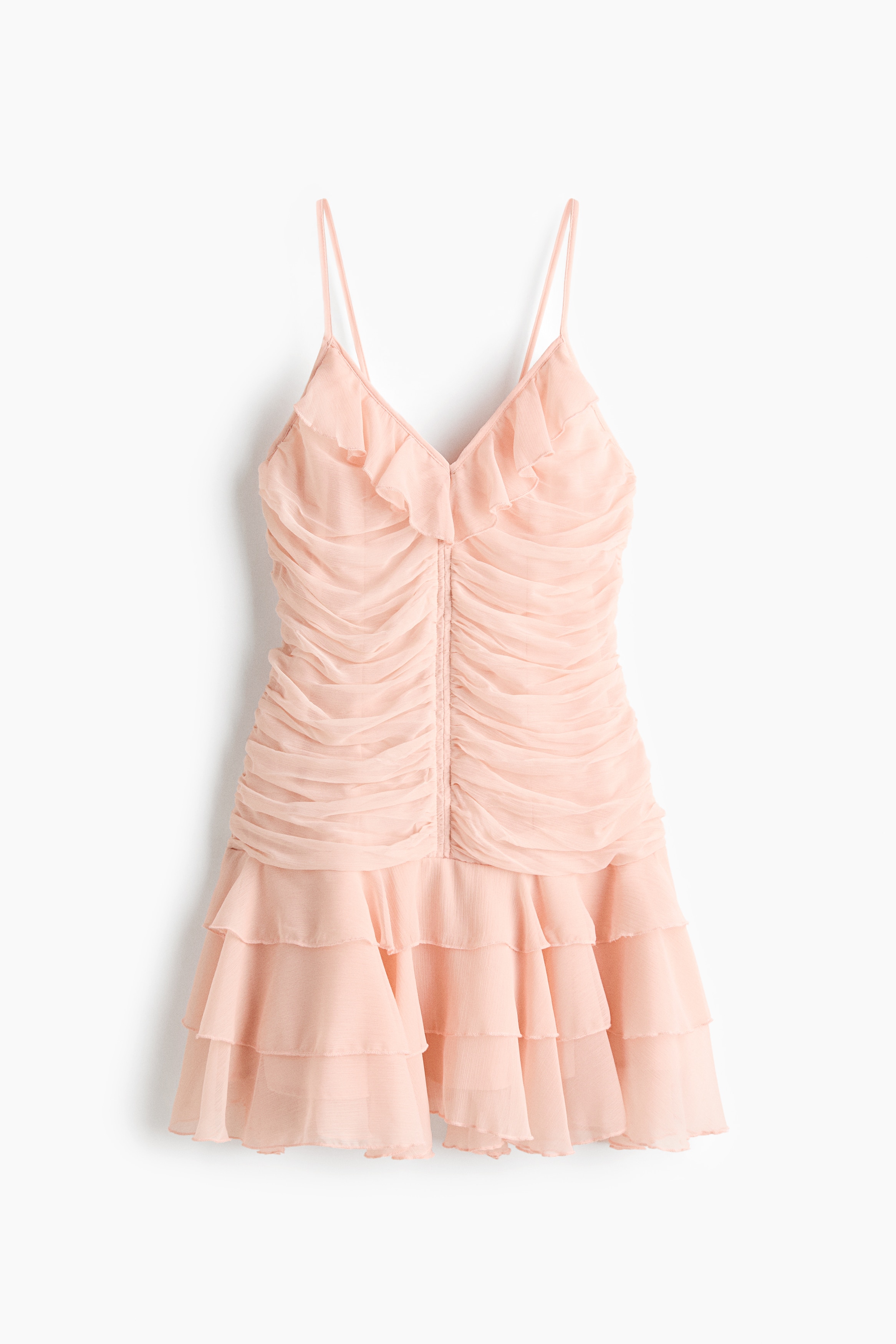 Draped chiffon strappy dress - Light apricot/Navy blue