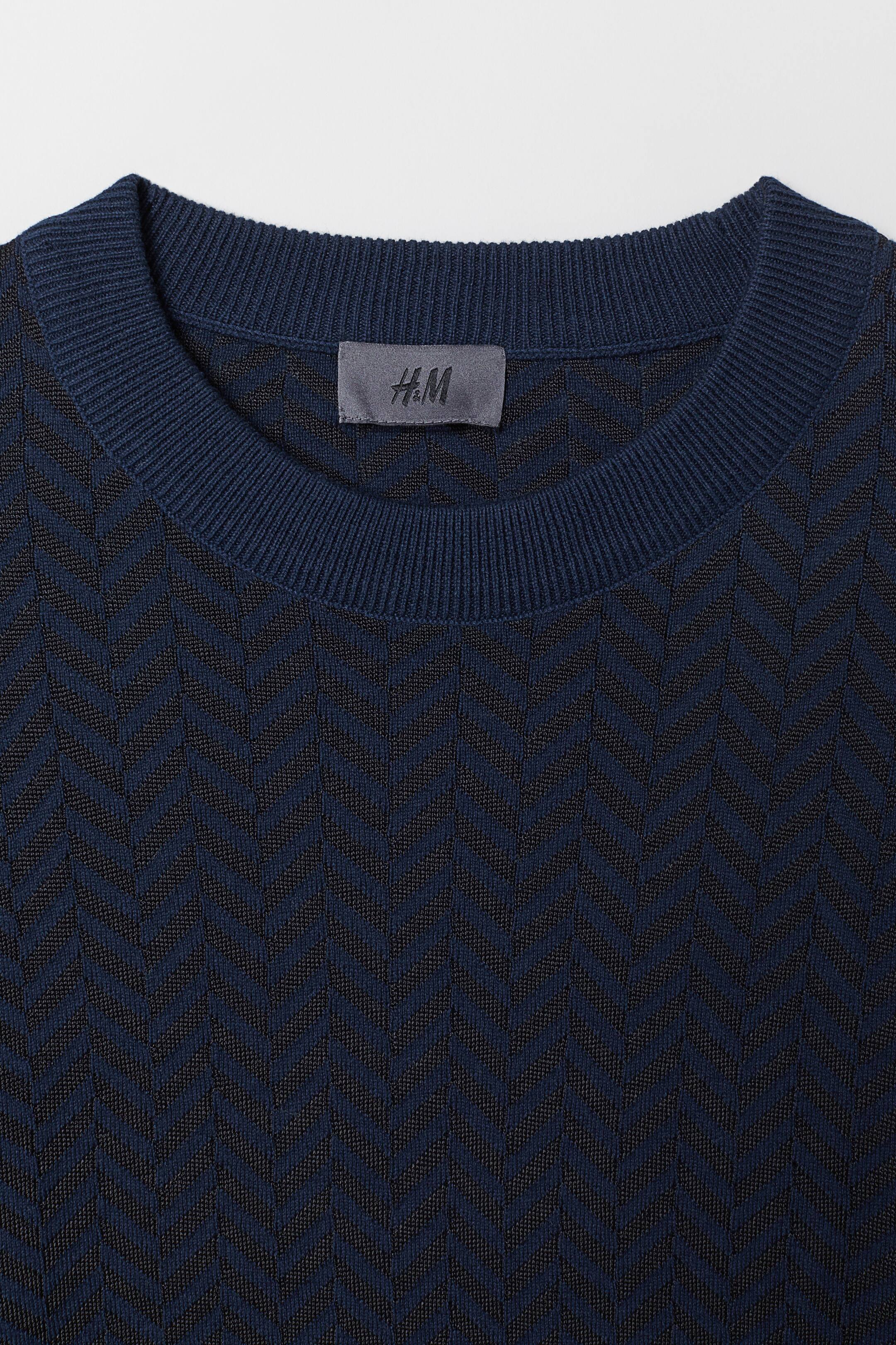 Agrandir l'image: Pull en maille jacquard - Noir/bleu foncé - HOMME | H&M FR 2