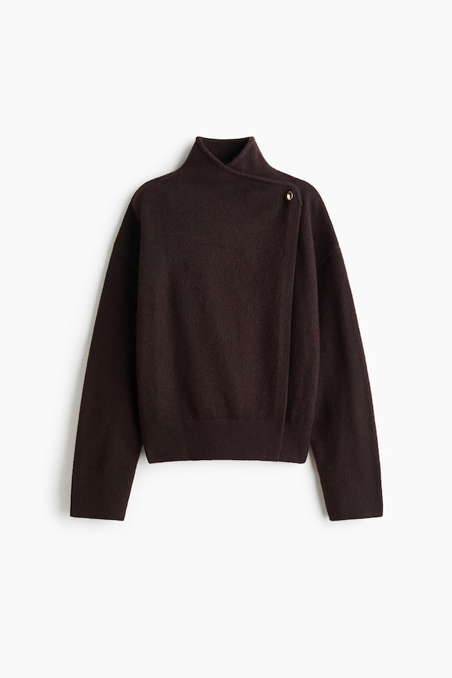 Wrap cardigan - Dark brown - 1