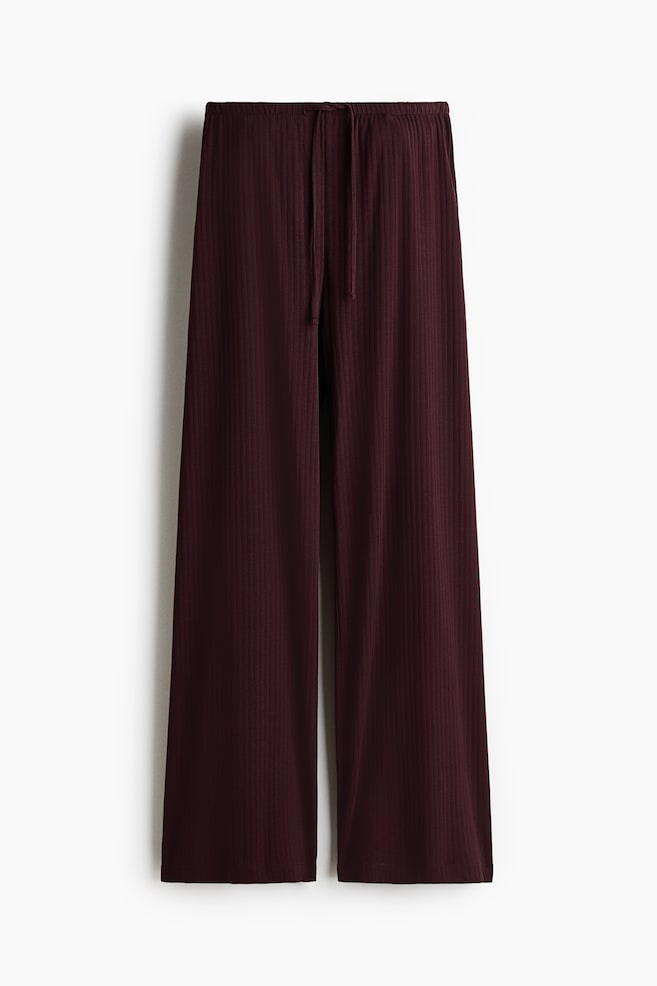 Ribbed Drawstring Pants - Burgundy/Dark blue/Black/striped/White/striped/Black/Khaki green/Brown - 1