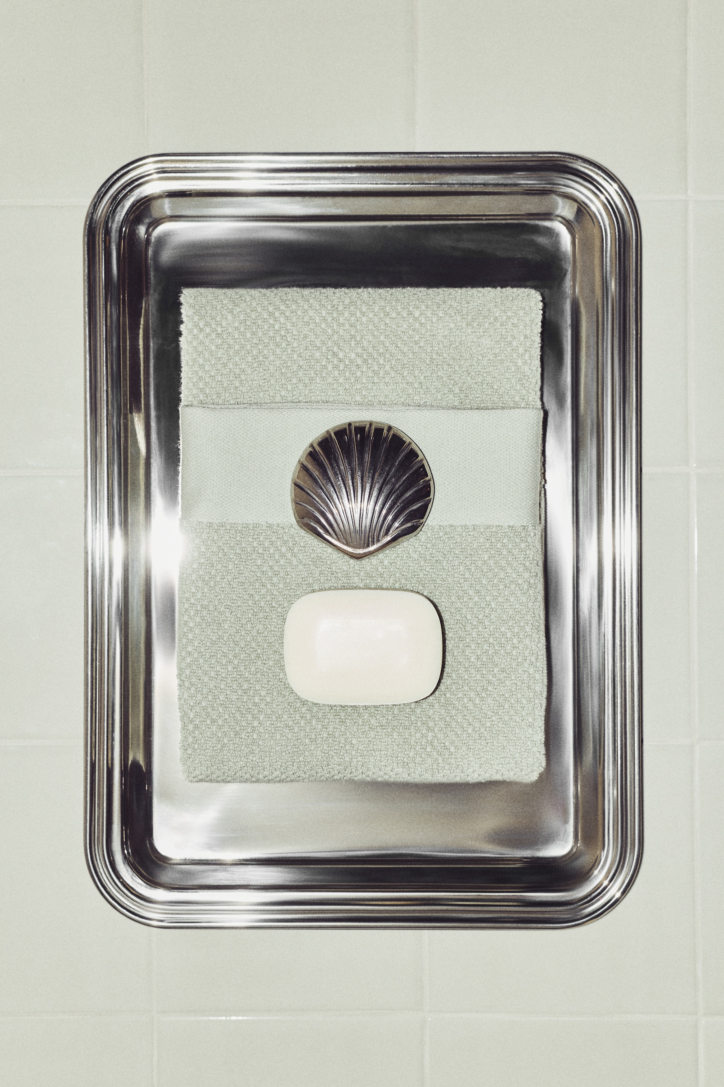 Cotton terry hand towel-Sage green