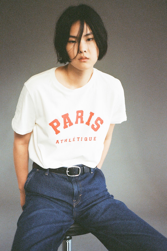 T-Shirt aus Baumwolle - Cremefarben/Paris/Cremefarben/Gestreift - 3