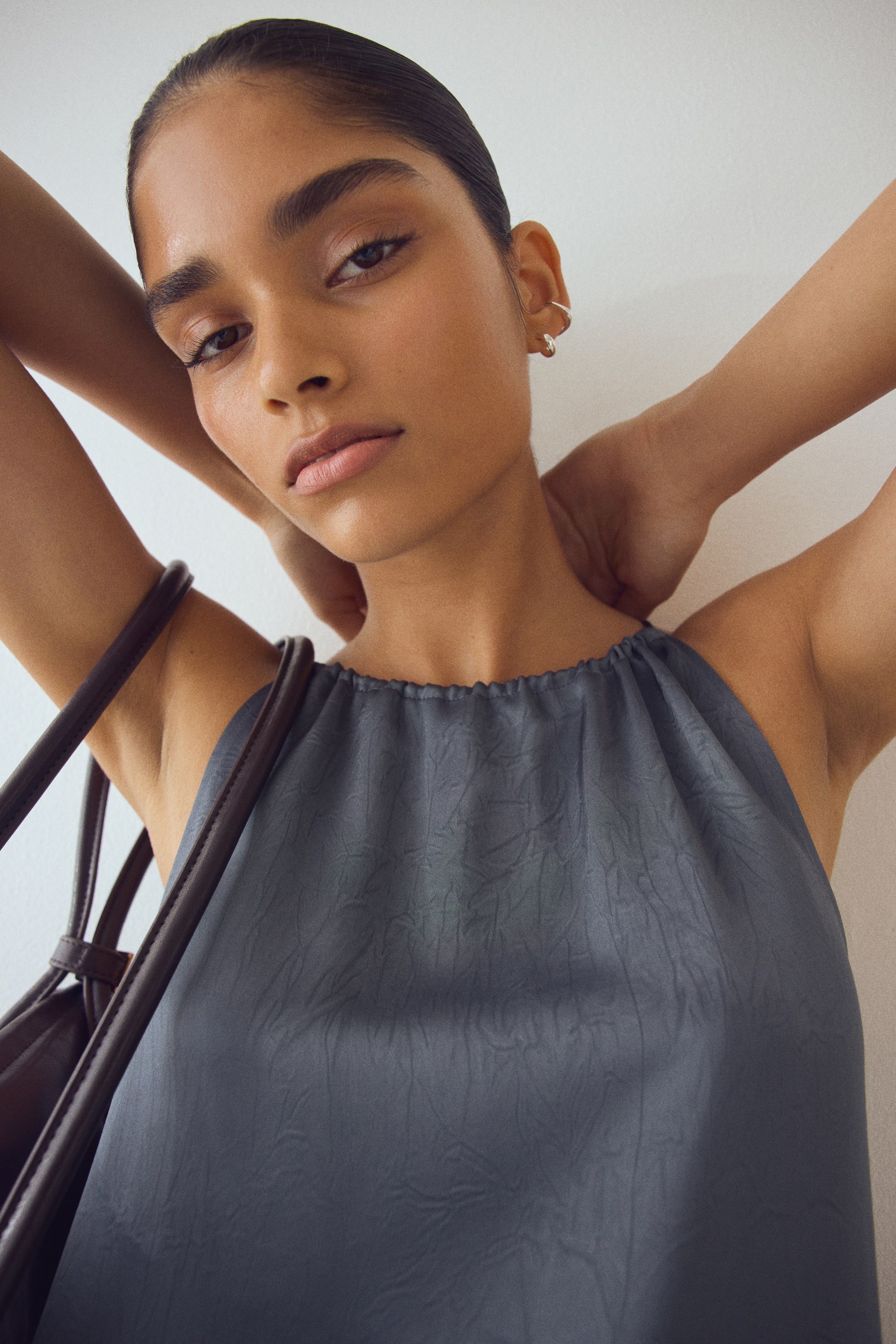 Crinkled Satin Top