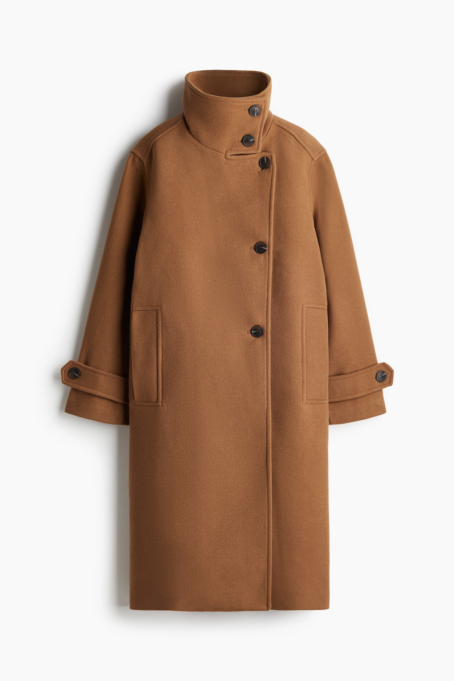 High-collar coat - Brown - 2