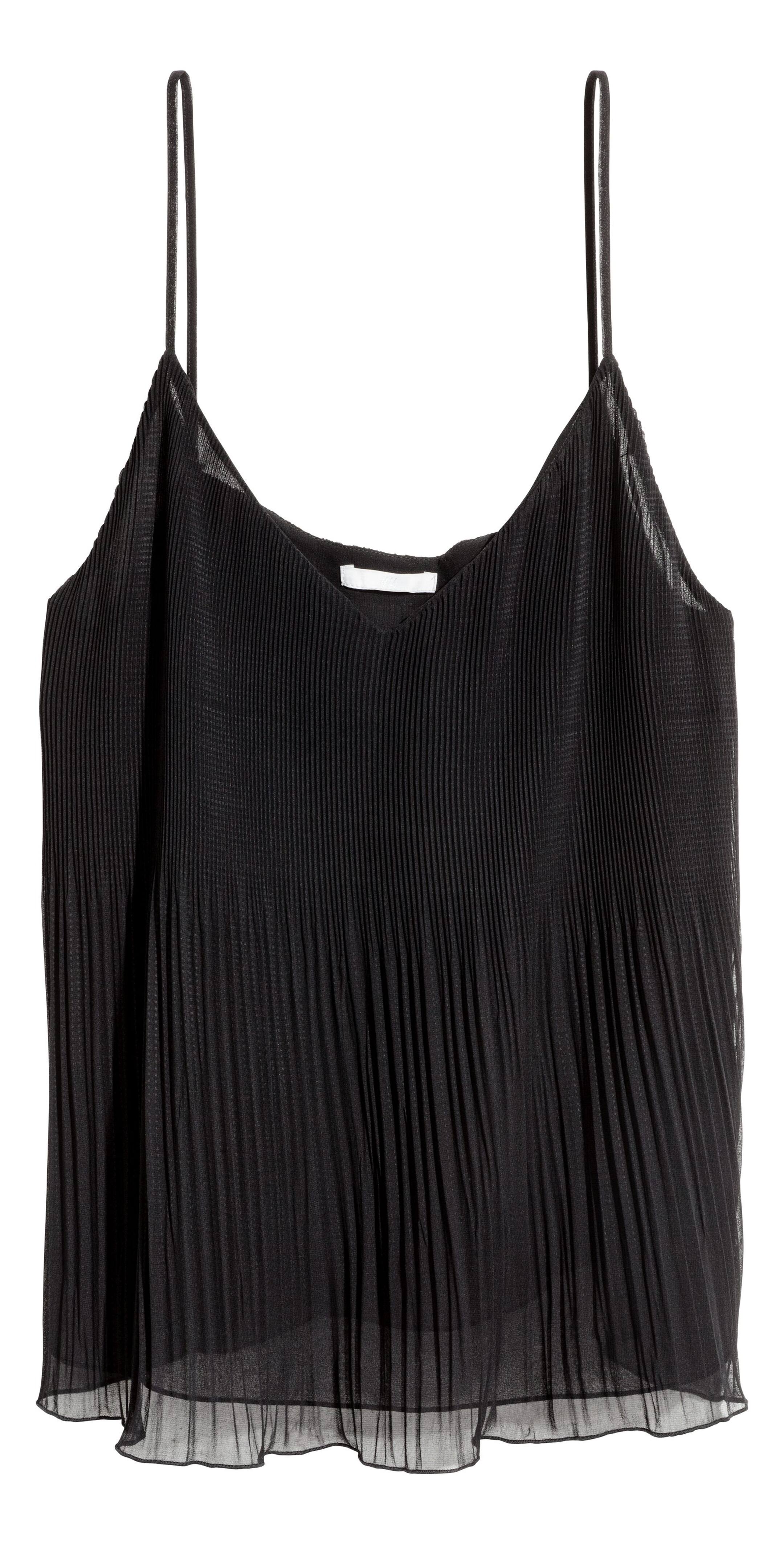 View larger image: Pleated chiffon strappy top - Black - Ladies | H&M 1