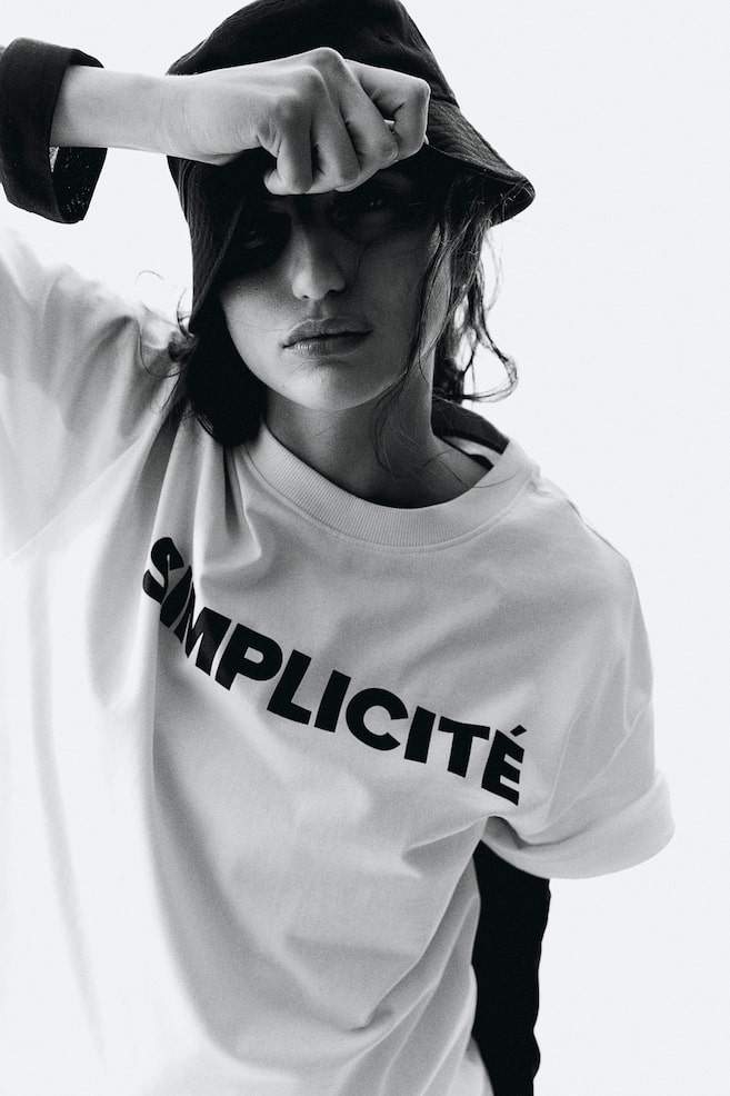 T-shirt oversize - Crème/Simplicité/Blanc/rayures noires - 1