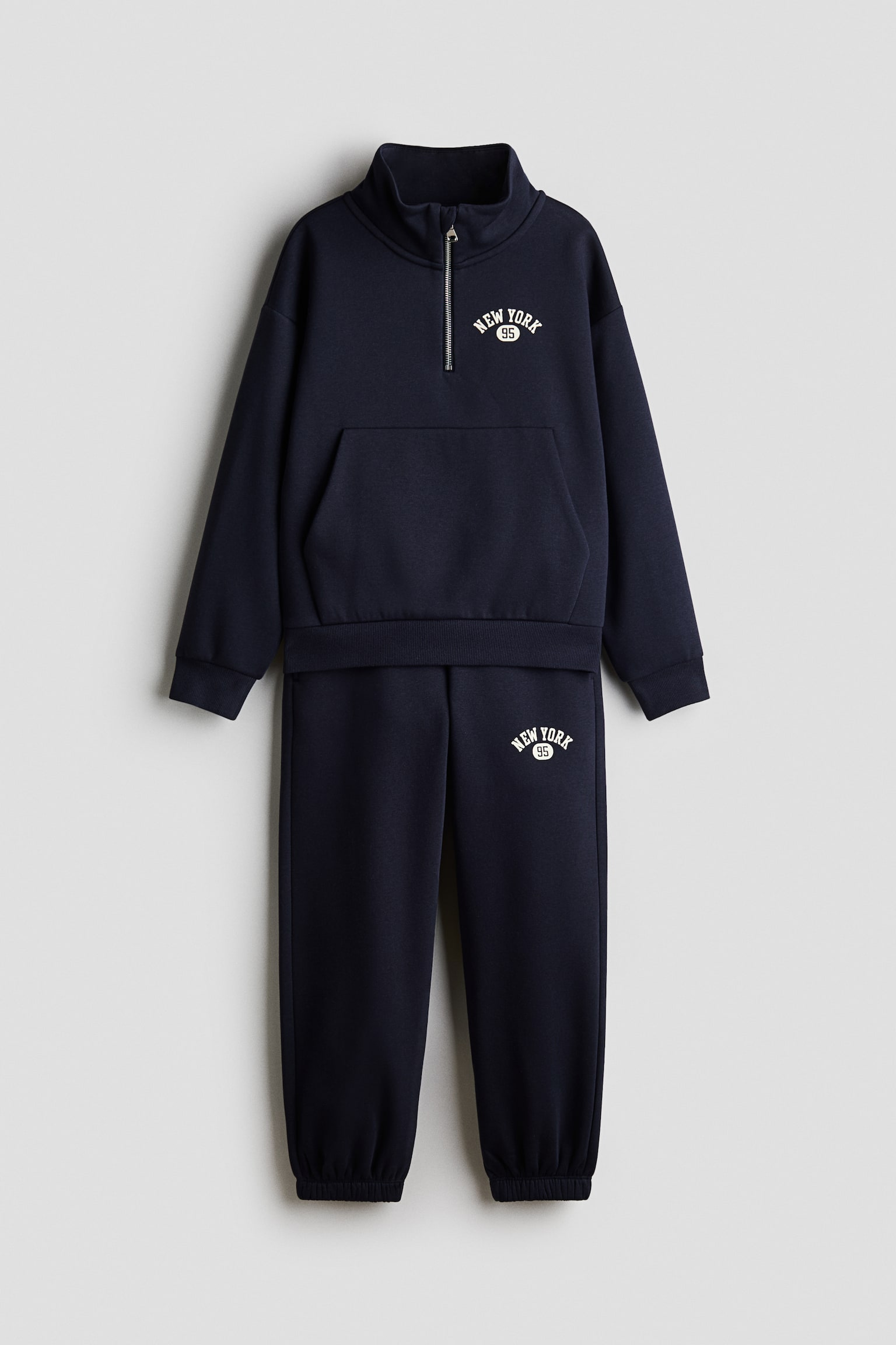 Детский комплект H&M 2-Piece Brushed-Inside Sweatshirt and Joggers Set, цвет: Тёмно-синий — фото 1