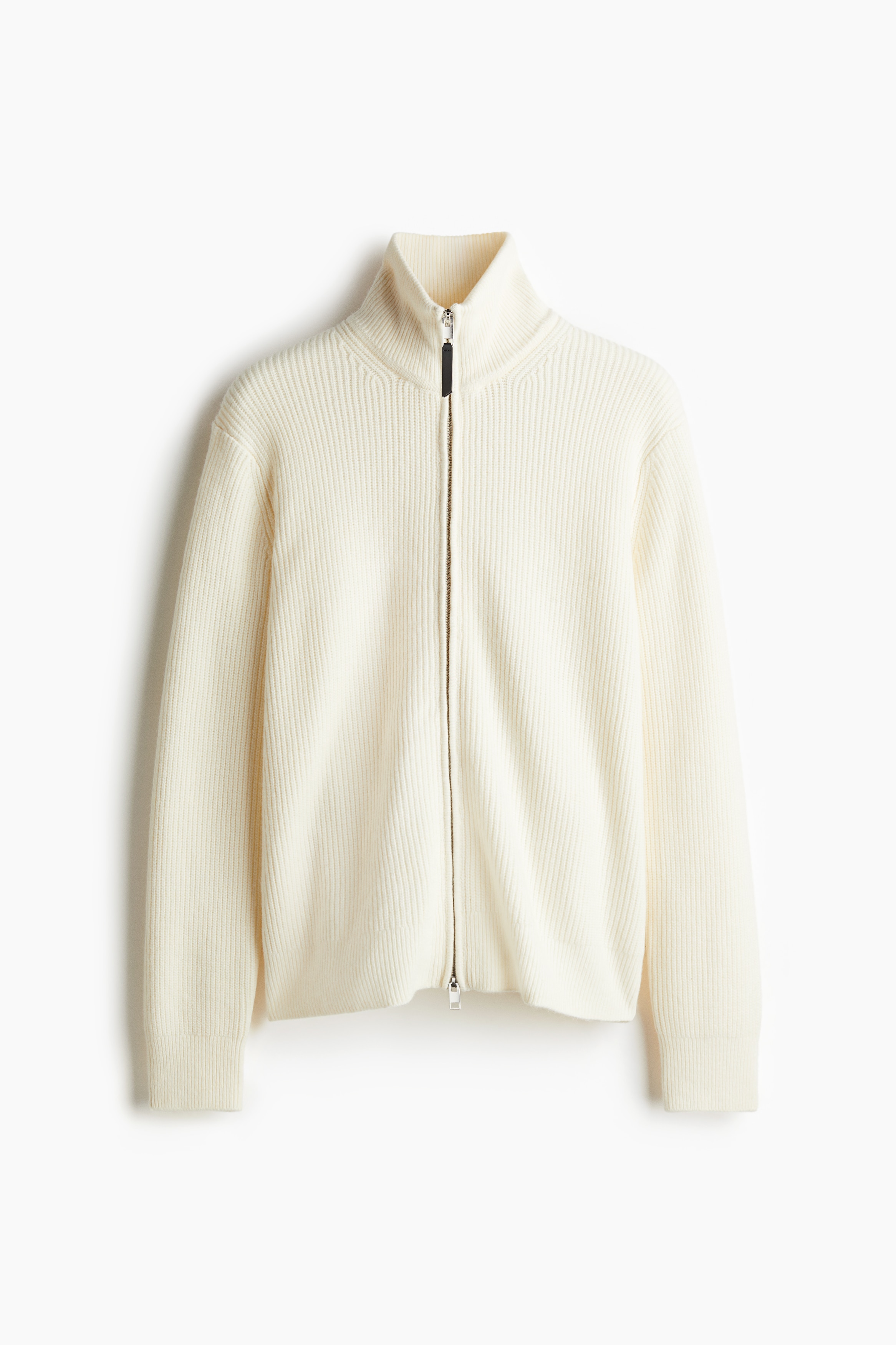 H & M - レギュラーフィット リブニットカーディガン - ホワイト H & M - レギュラーフィット リブニットカーディガン - ホワイト