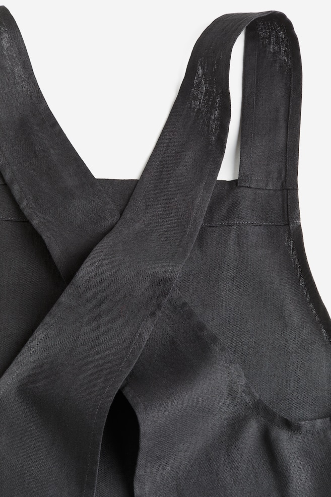Linen-blend apron - Dark grey - 3