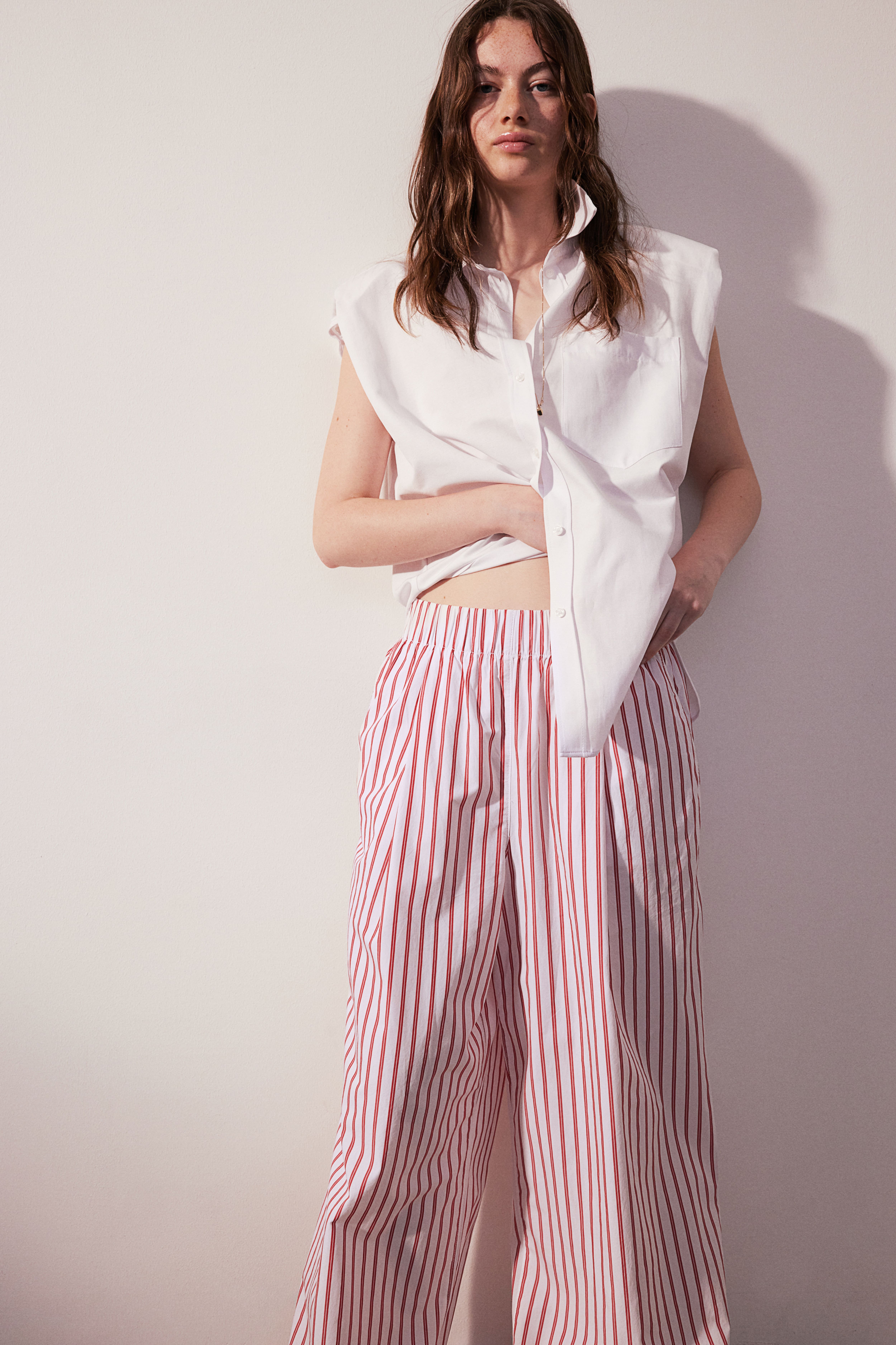 Fashion red striped palazzo pants