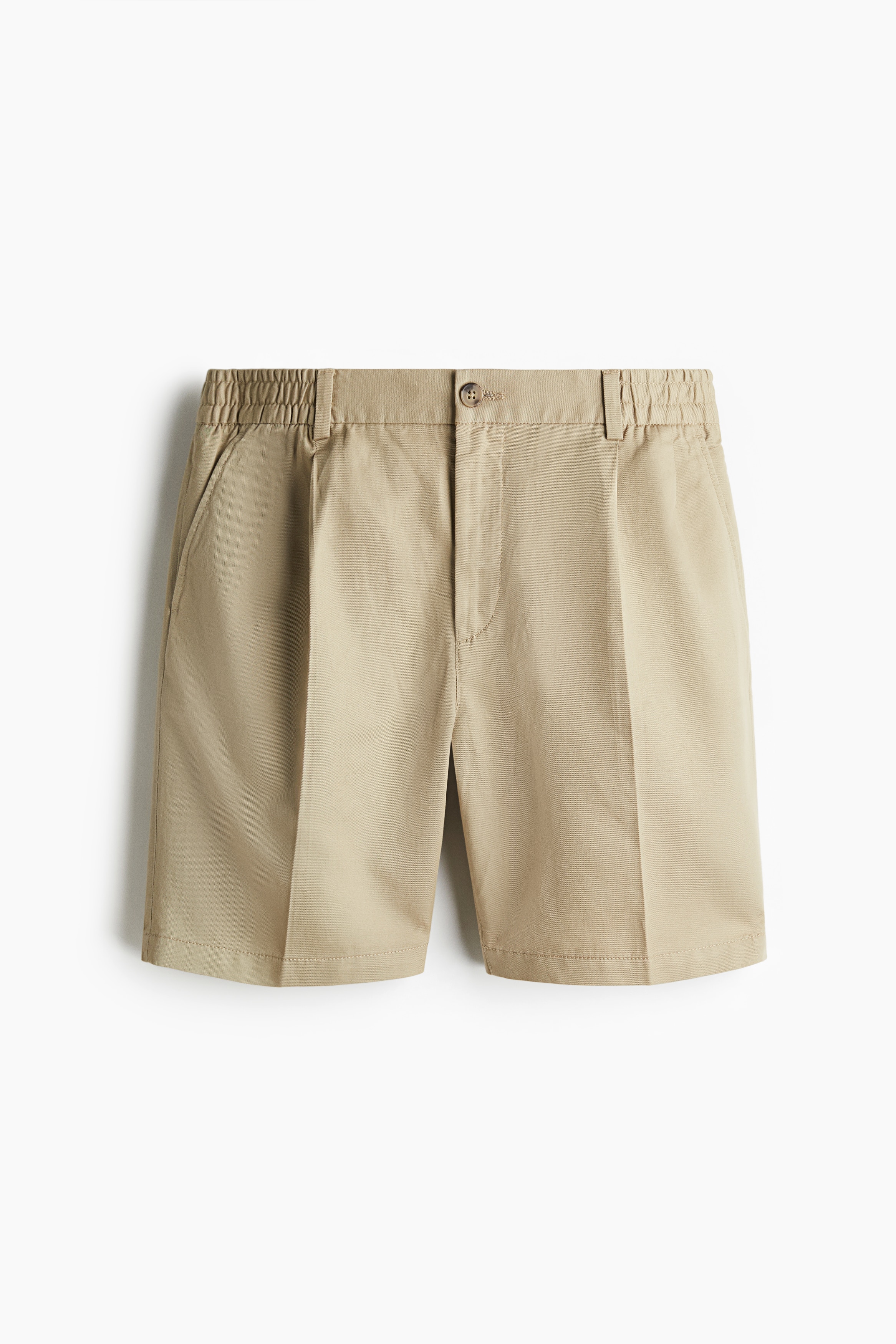 Regular Fit Crease Leg Shorts - Beige/Navy blue/White