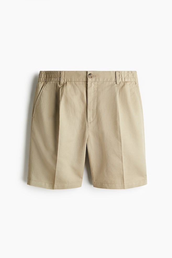 Regular Fit Crease Leg Shorts - Beige/White/Navy blue - 1
