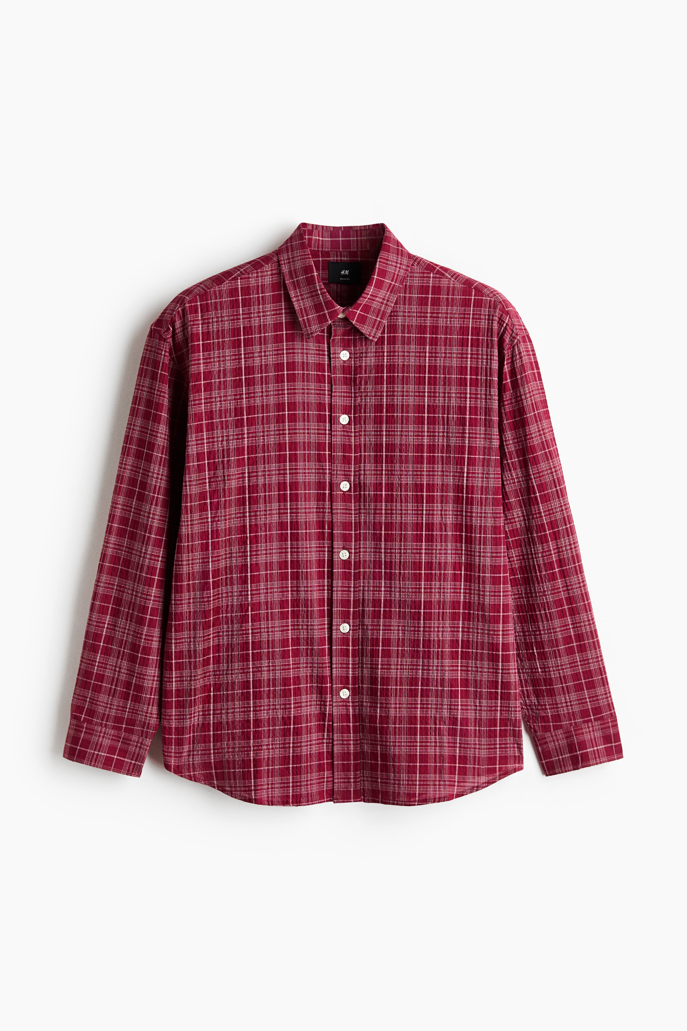 Relaxed Fit Seersucker shirt - Red/Checked