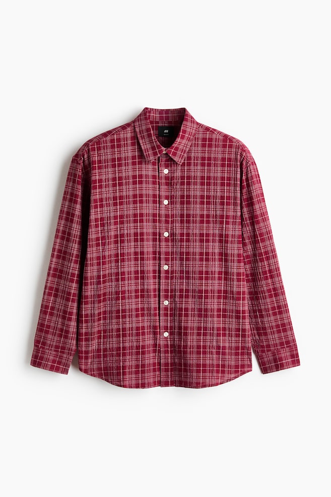 Relaxed Fit Seersucker shirt - Red/Checked - 1